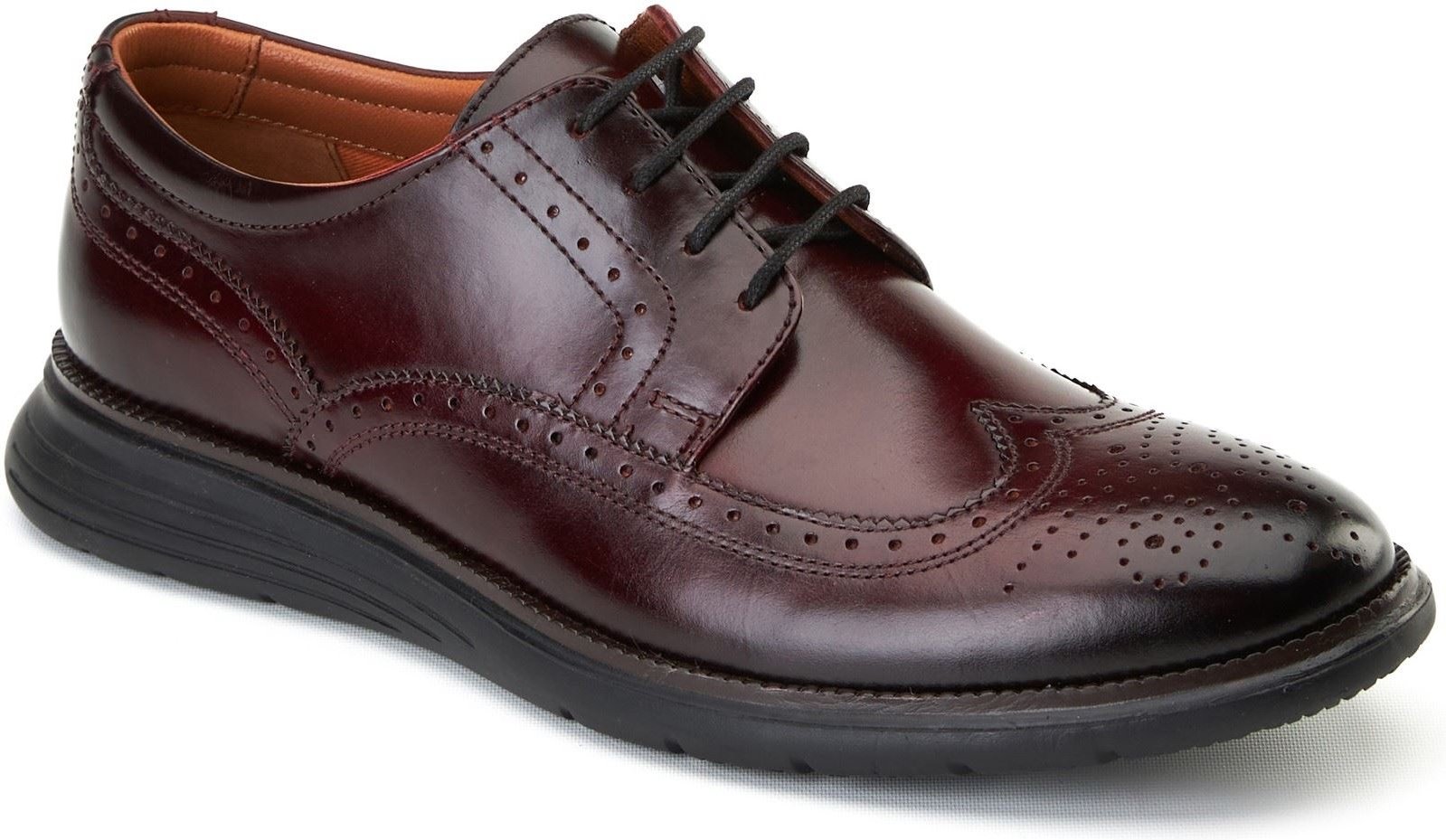 Thumbnail - Base London Flight 25 Herren Brogues Schuhe Aus Bordeauxfarbenem Leder