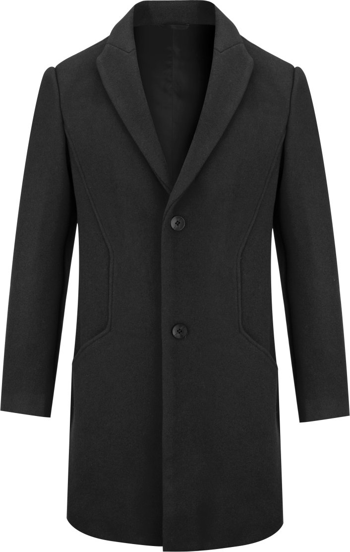 Herren Lang Slim Fit Winter Warm Business Wollmantel Schwarz