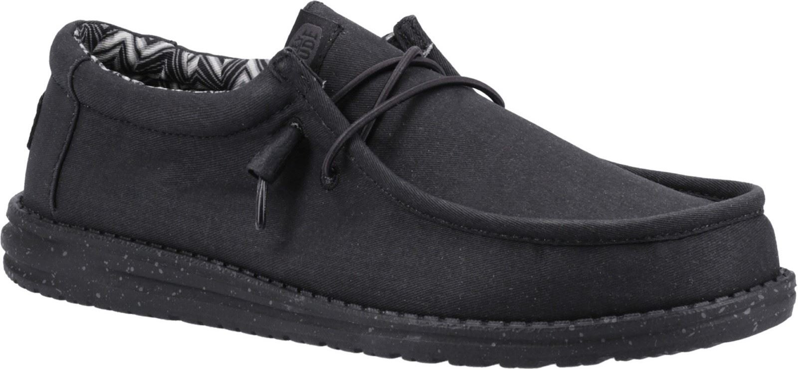 HEYDUDE Wally Canvas 100% Baumwolle Herren Schwarz Bootsschuhe