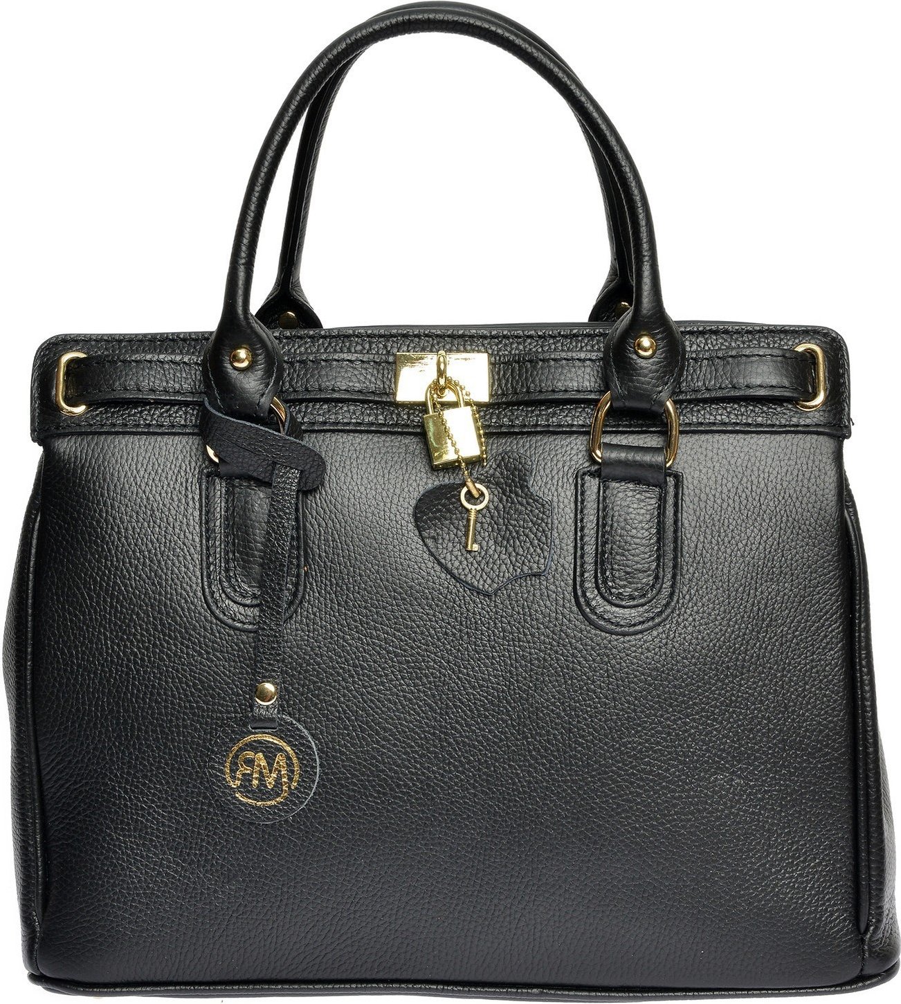 Roberta M Schwarze Lederhandtasche