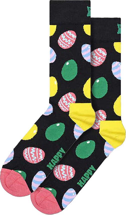 Happy Socks - Eier-Socken | Lustige Eiersocken mit Print | Geschenk-Socken - Schwarz