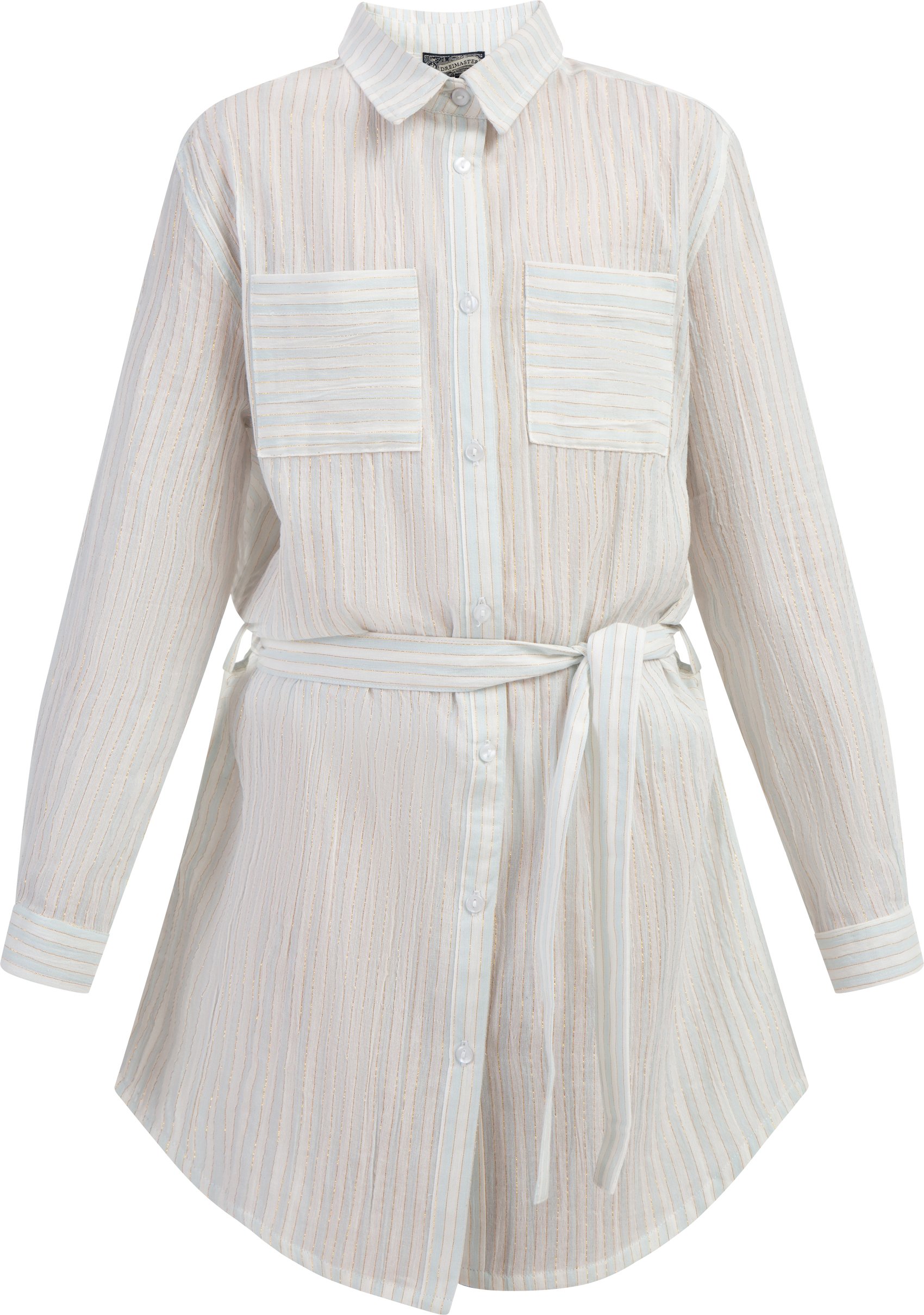Thumbnail - Dreimaster Hemdblusenkleid Mädchen Hellblaue Streifen