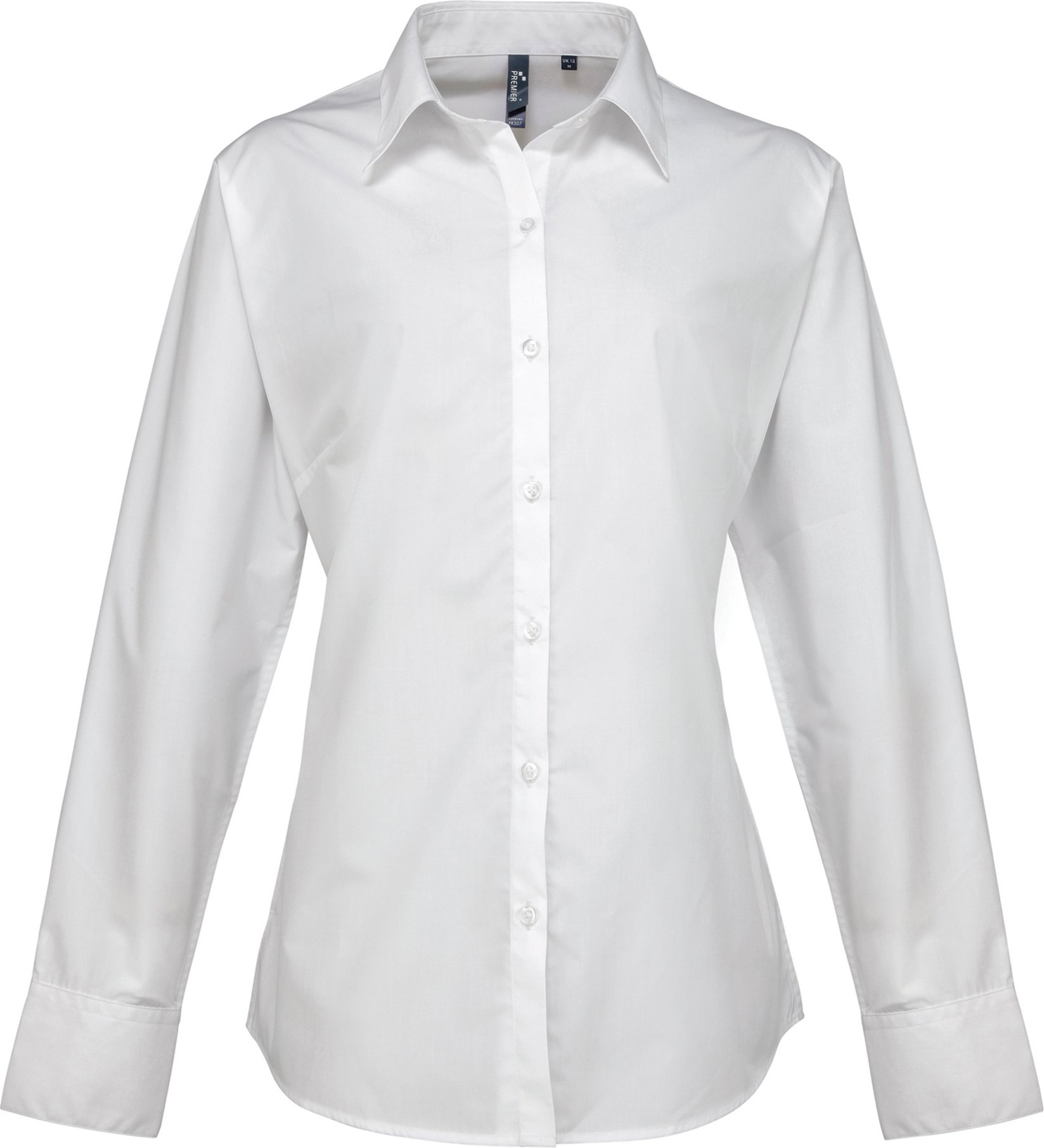 Premier Damen Popeline-Bluse / Bluse / Arbeitshemd, langärmlig (Weiß)