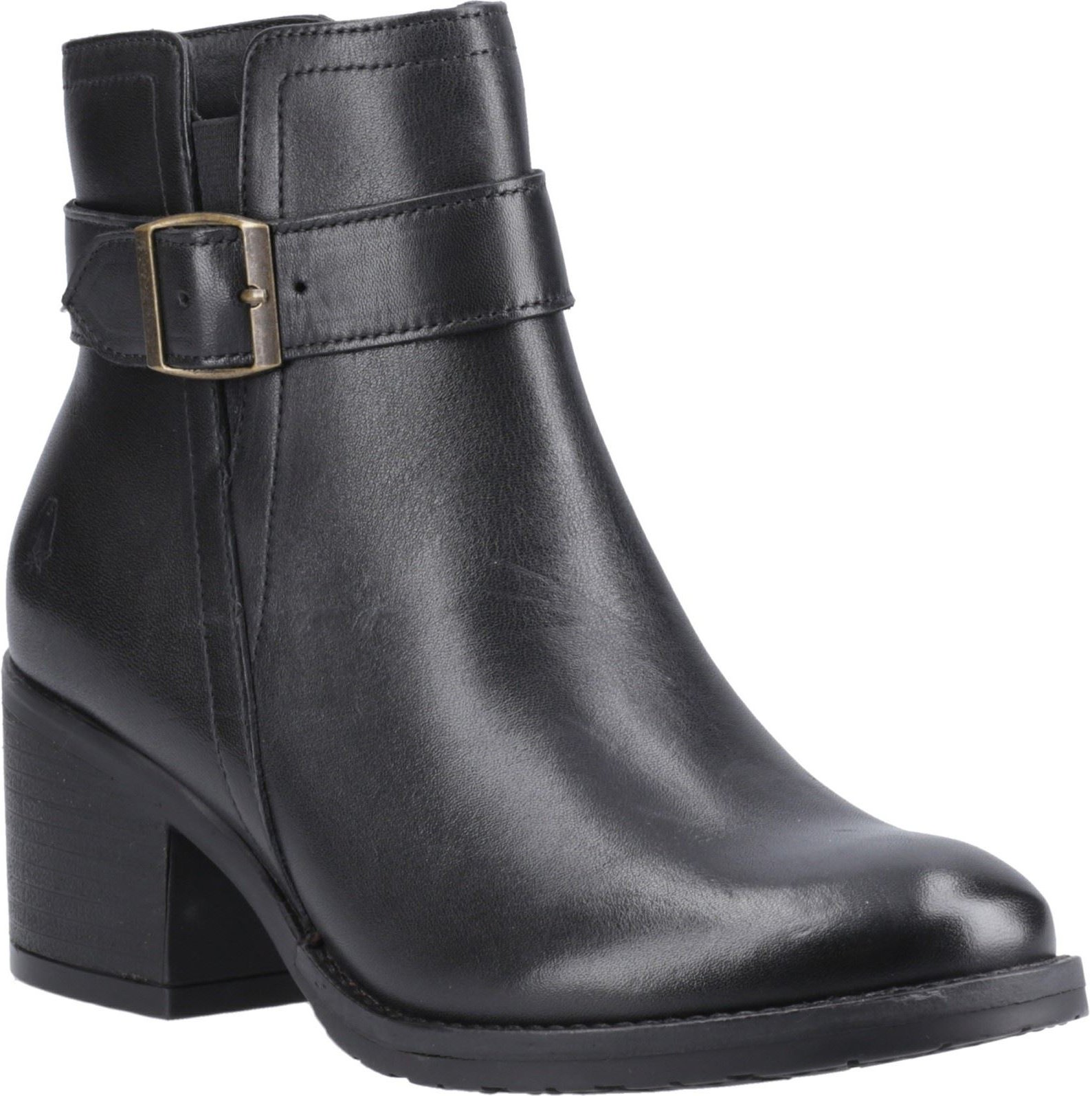Hush Puppies Hensley Leder Damen Schwarze Absatz-Stiefeletten