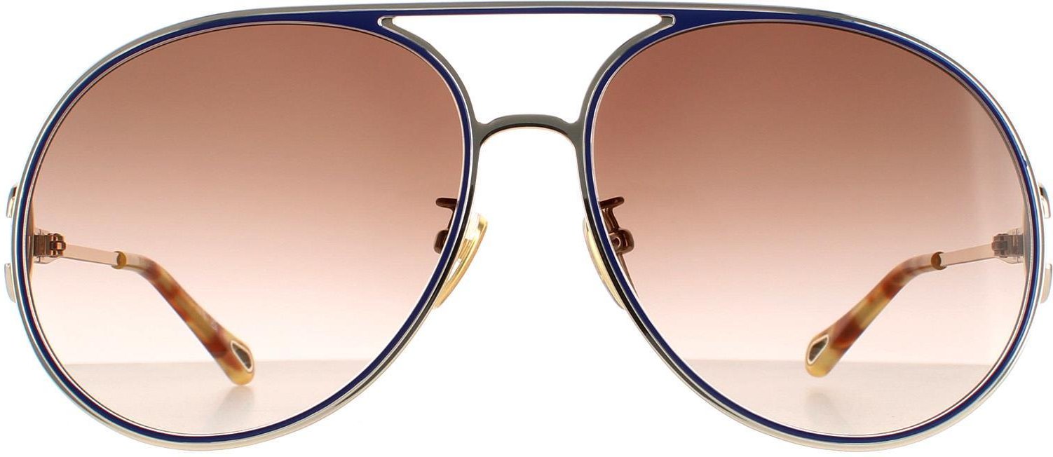 Chloe Aviator Womens Gold Blau Braun Gradient Sonnenbrille