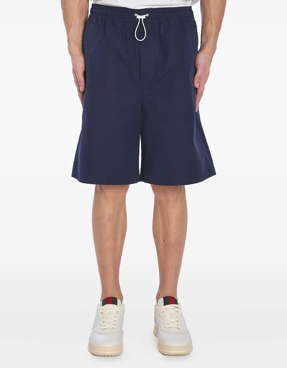 Navyblaue Popeline-Bermuda-Shorts