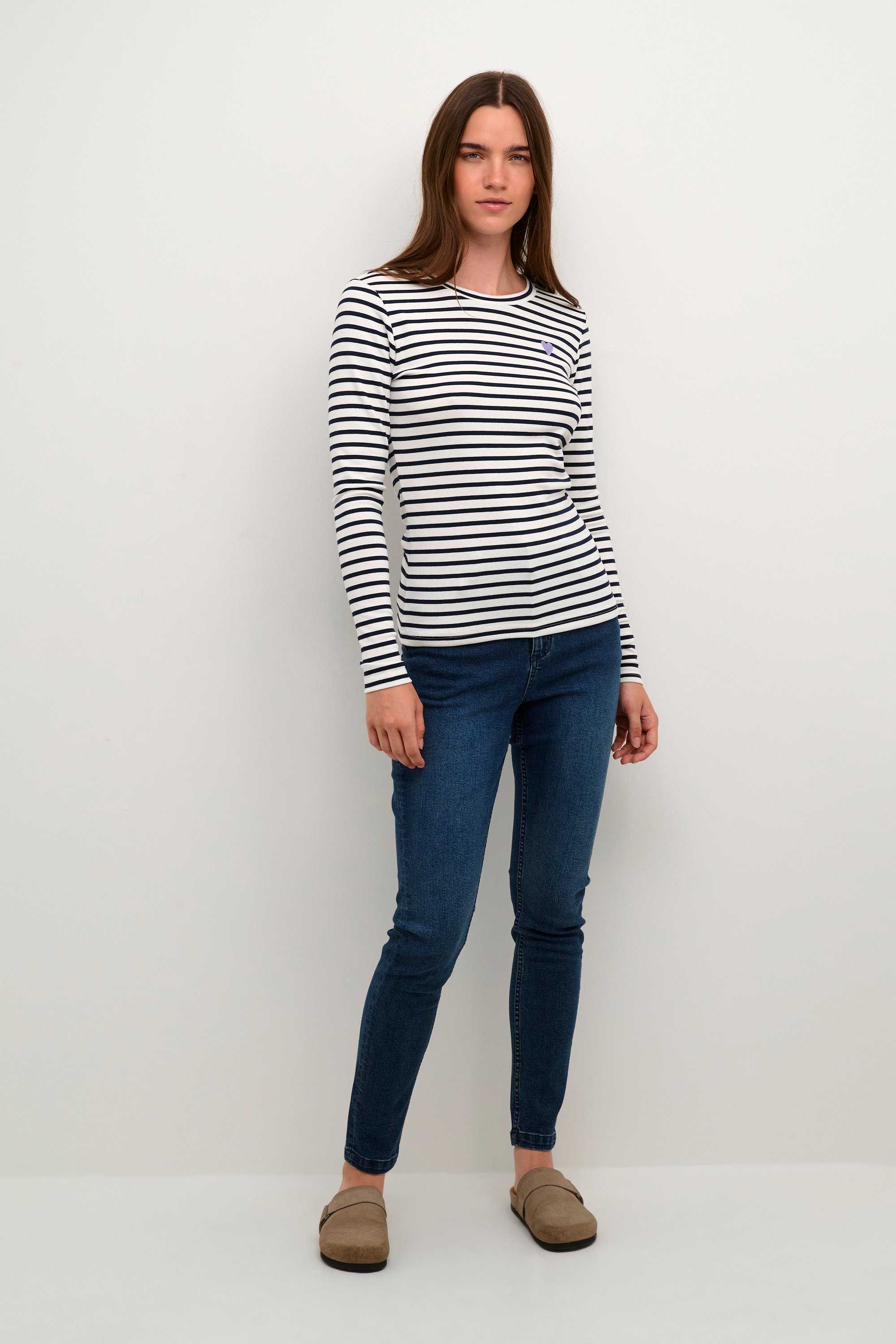 Thumbnail - Langarm-Shirt Regular fit Chalk / 52737 Midnight Marine white blue