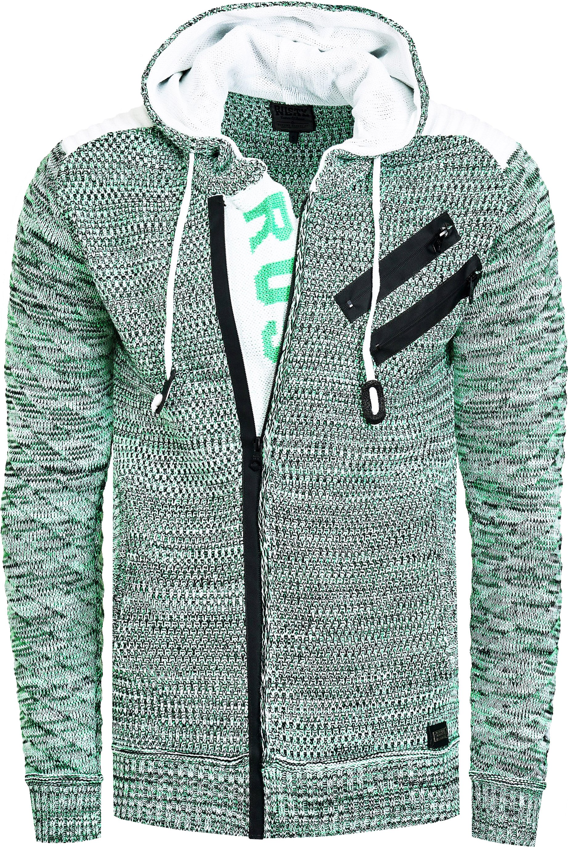 Thumbnail - Full Zip Grobstrick Kapuzen-Strick-Jacke