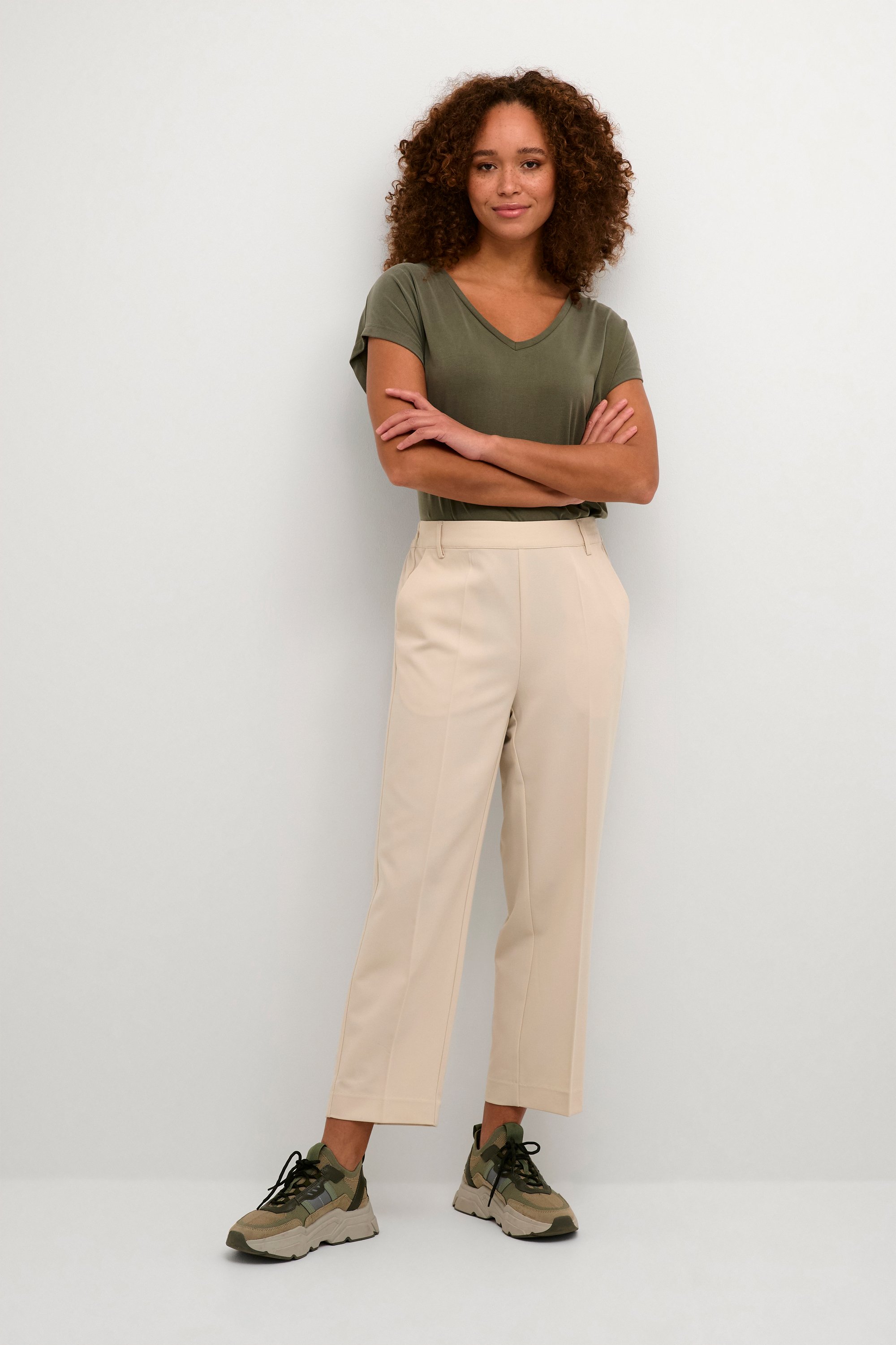 Thumbnail - Pants Suiting Casual fit cream