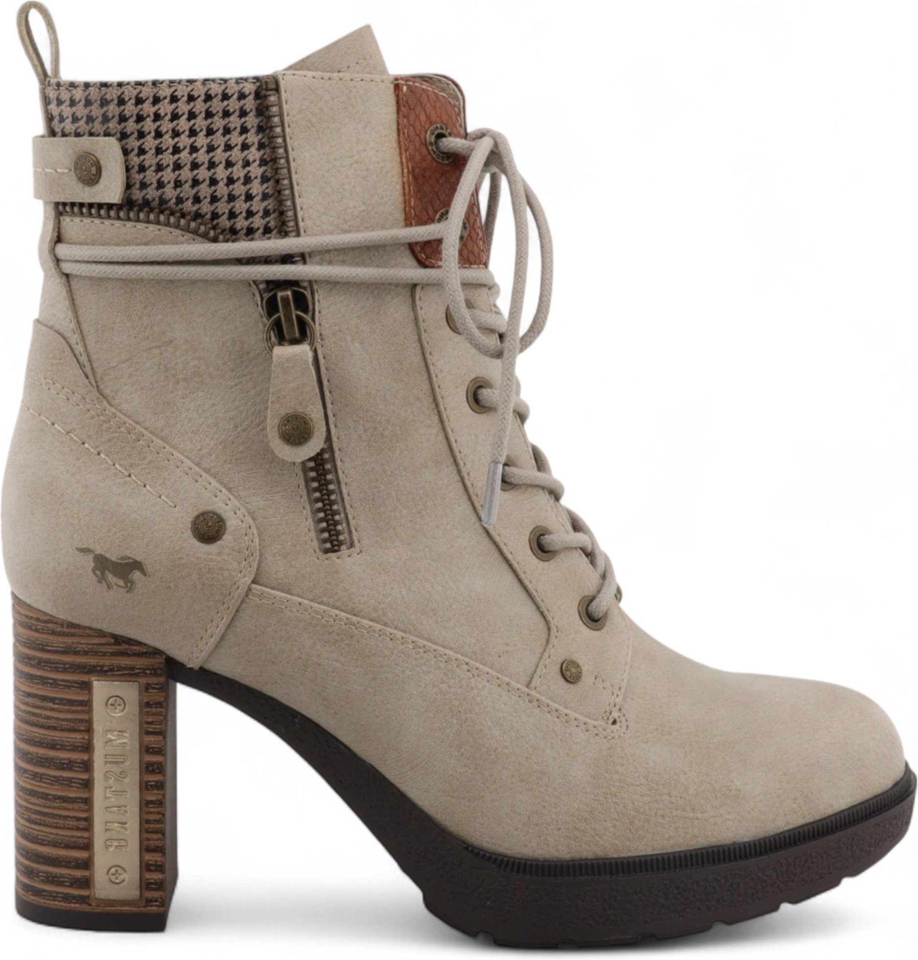 Mustang Damen Stiefeletten mit hohem Absatz in Off-White