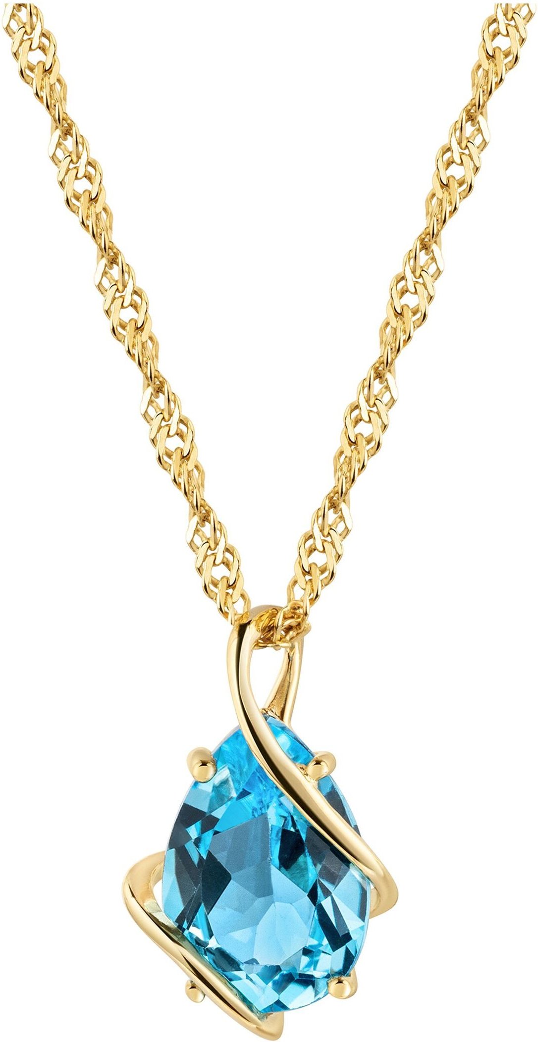 Fascination by Ellen K. Anhänger mit Kette 375/- Gelbgold Swiss Blautopas
