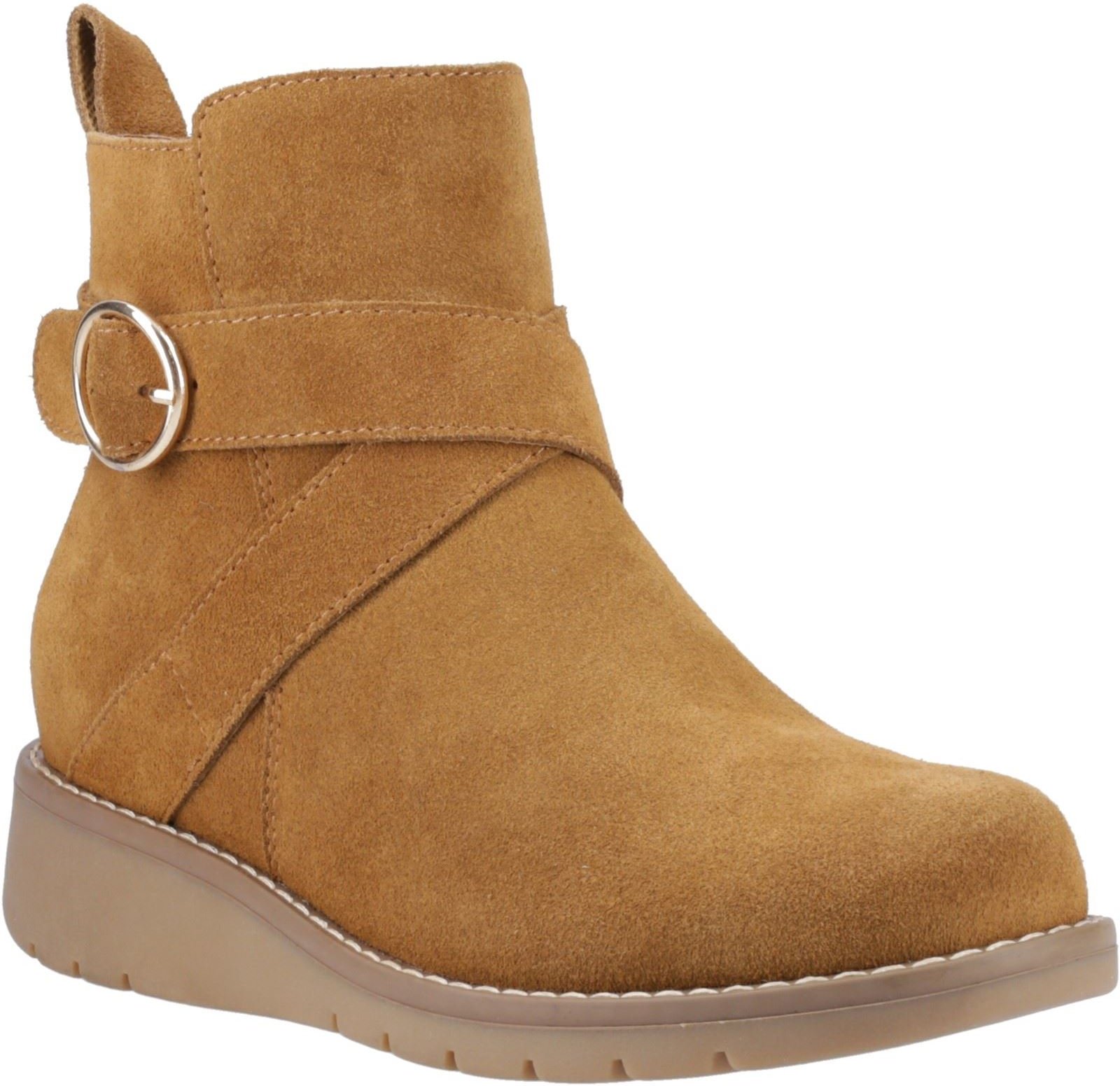 Hush Puppies Lyra Damen Winterstiefeletten aus Veloursleder in Tan