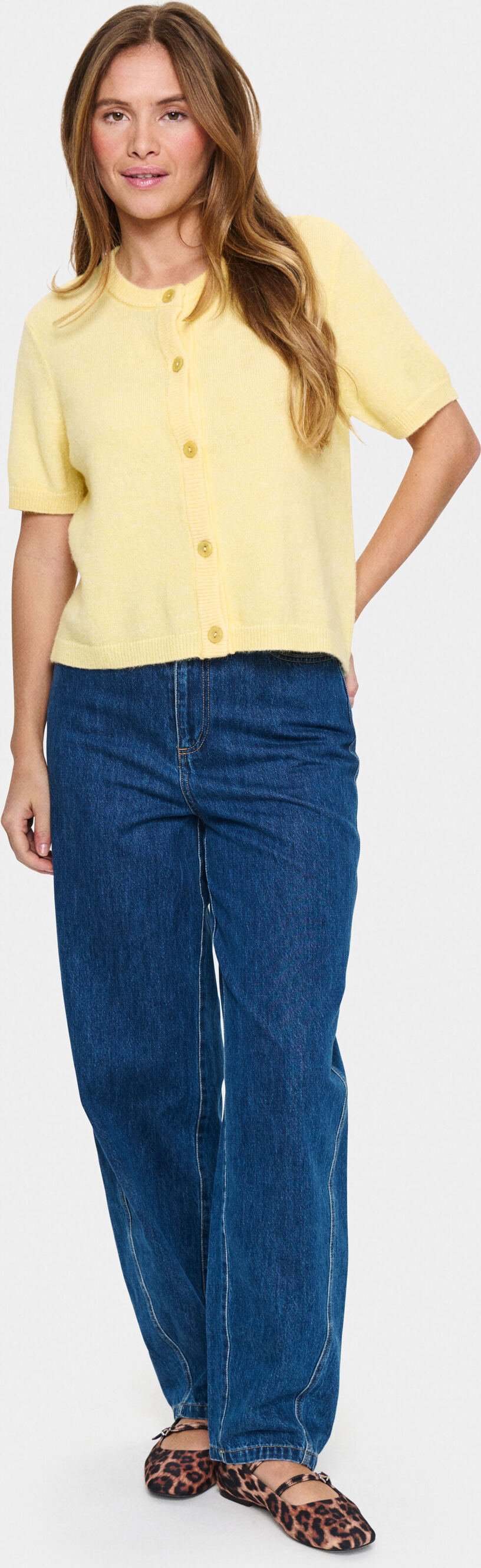 Strickjacke Gerade Passform yellow