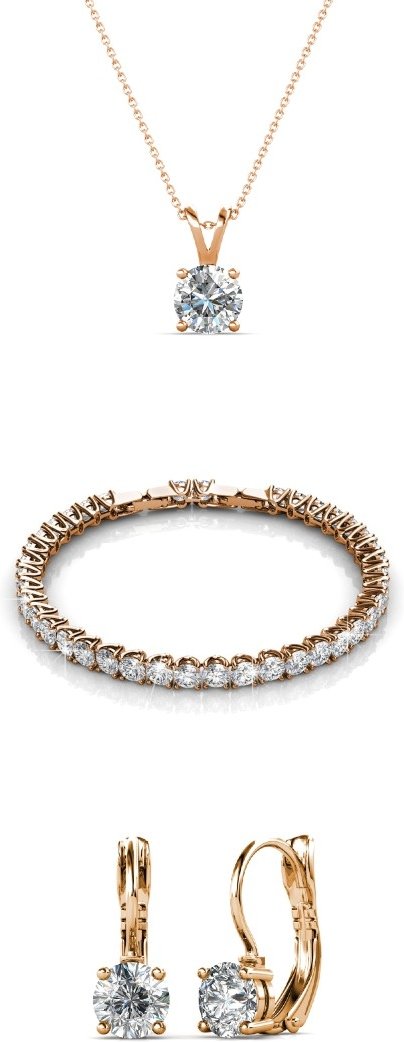 Runde Venus-Sets – Roségold und Kristall