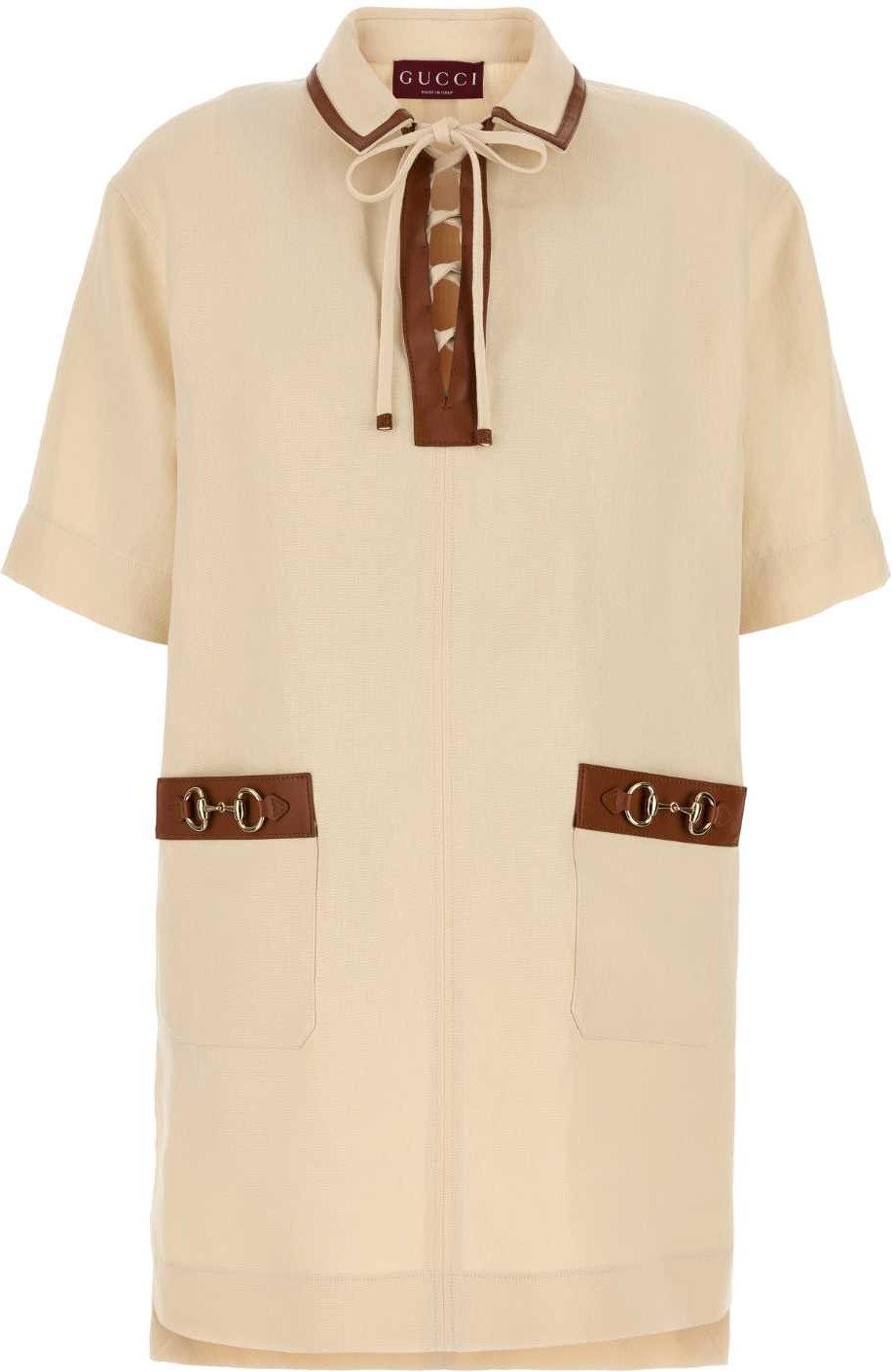 Sand Leinen Mini-Kleid