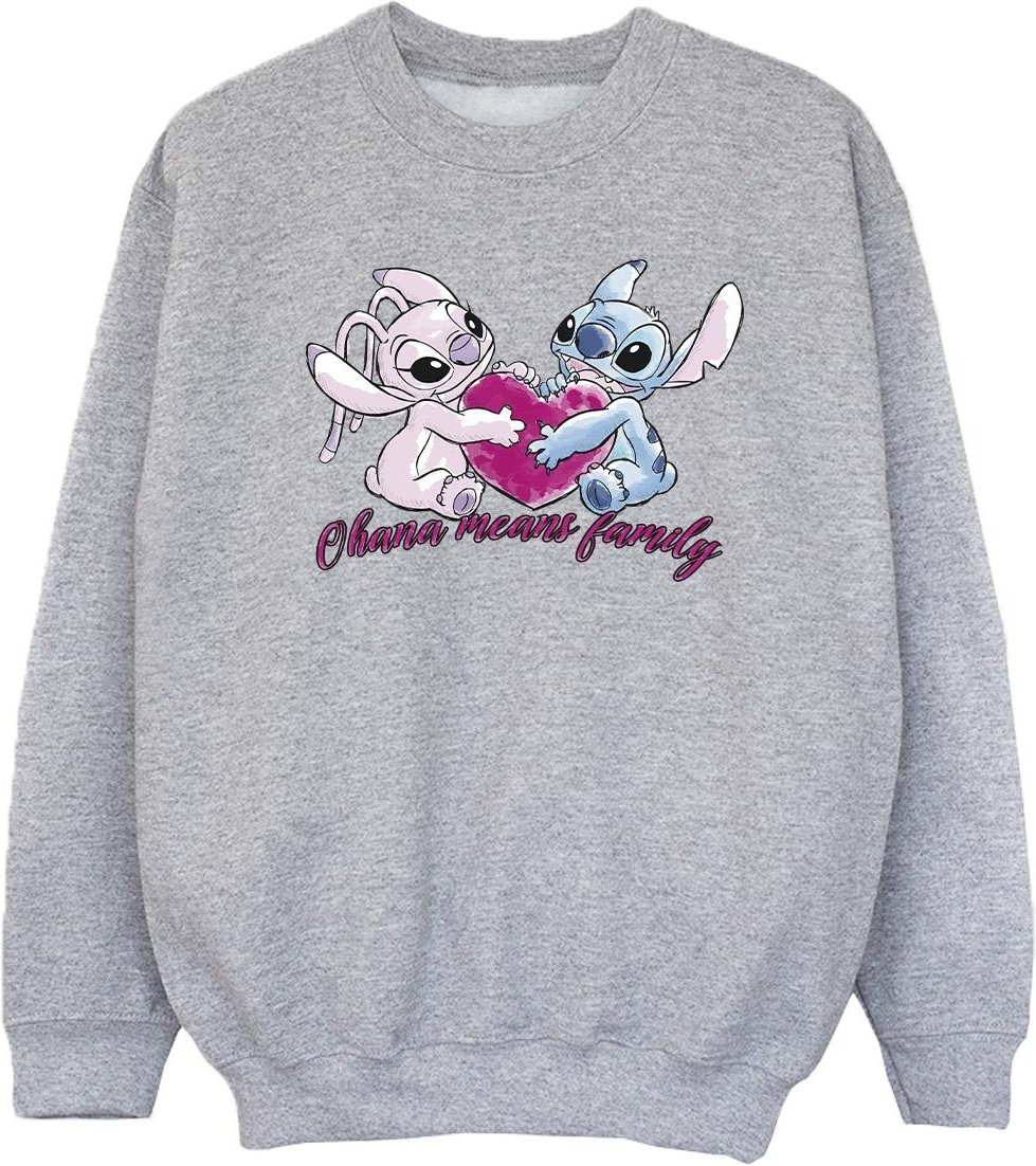 Disney - "Lilo And Stitch Ohana Heart With Angel" Sweatshirt für Mädchen (Grau)