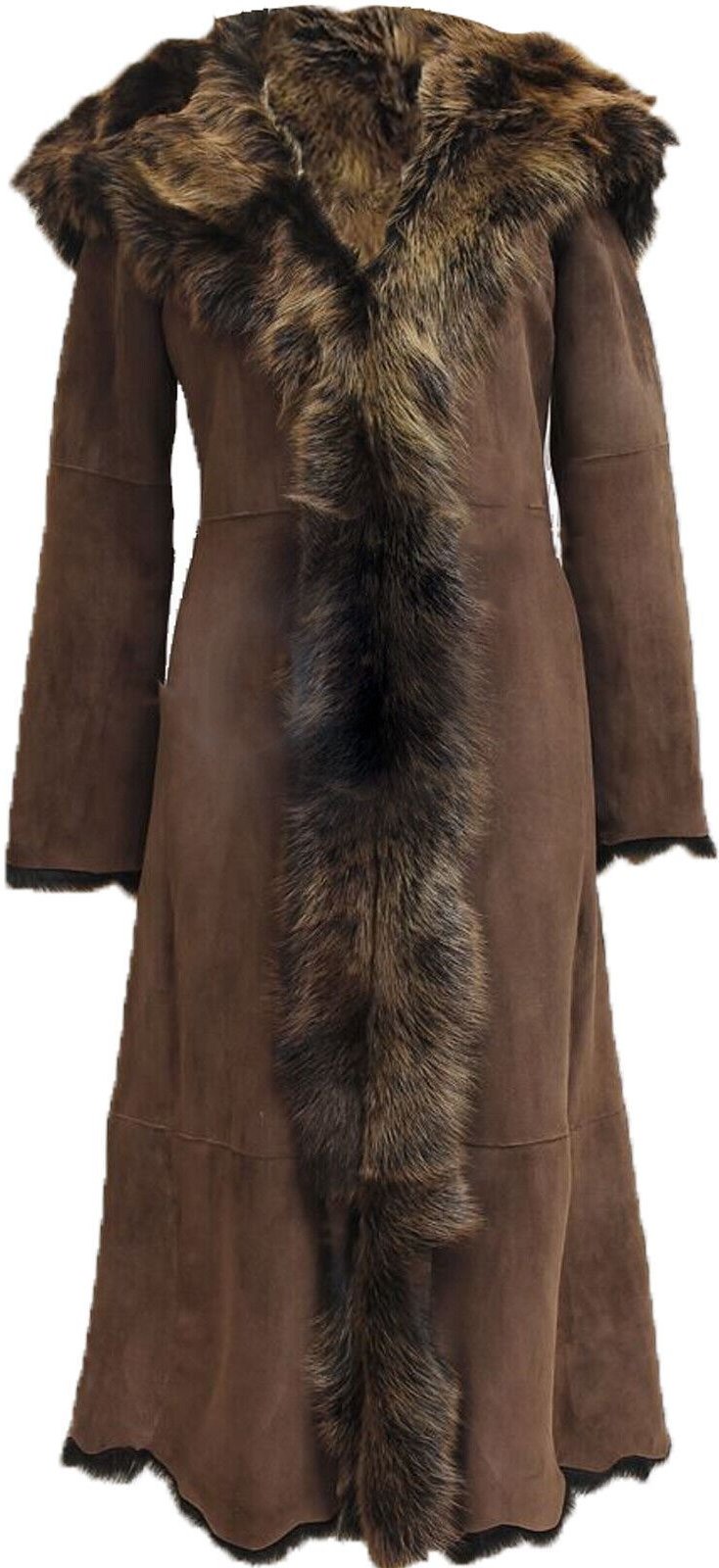 Damen-Trenchcoat aus Toscana-Schaffell mit Kapuze aus Wildleder – Rushden