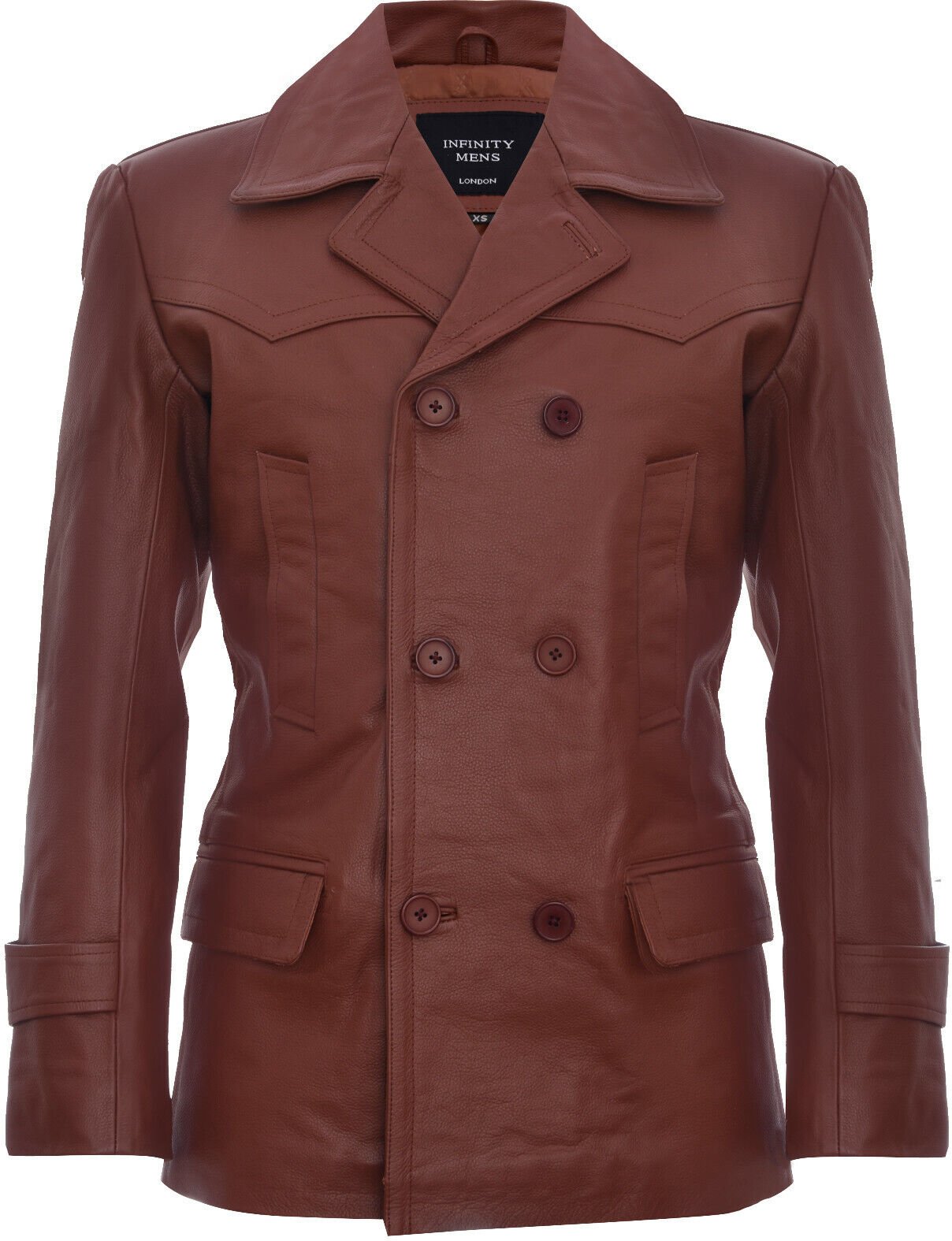 Kuhfell Dr. Who Naval German Pea Coat Lederjacke