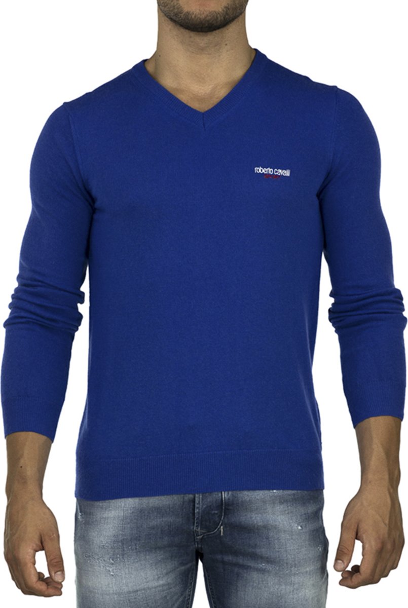 Roberto Cavalli Sport Herren Slim Fit Langarmpullover Blau