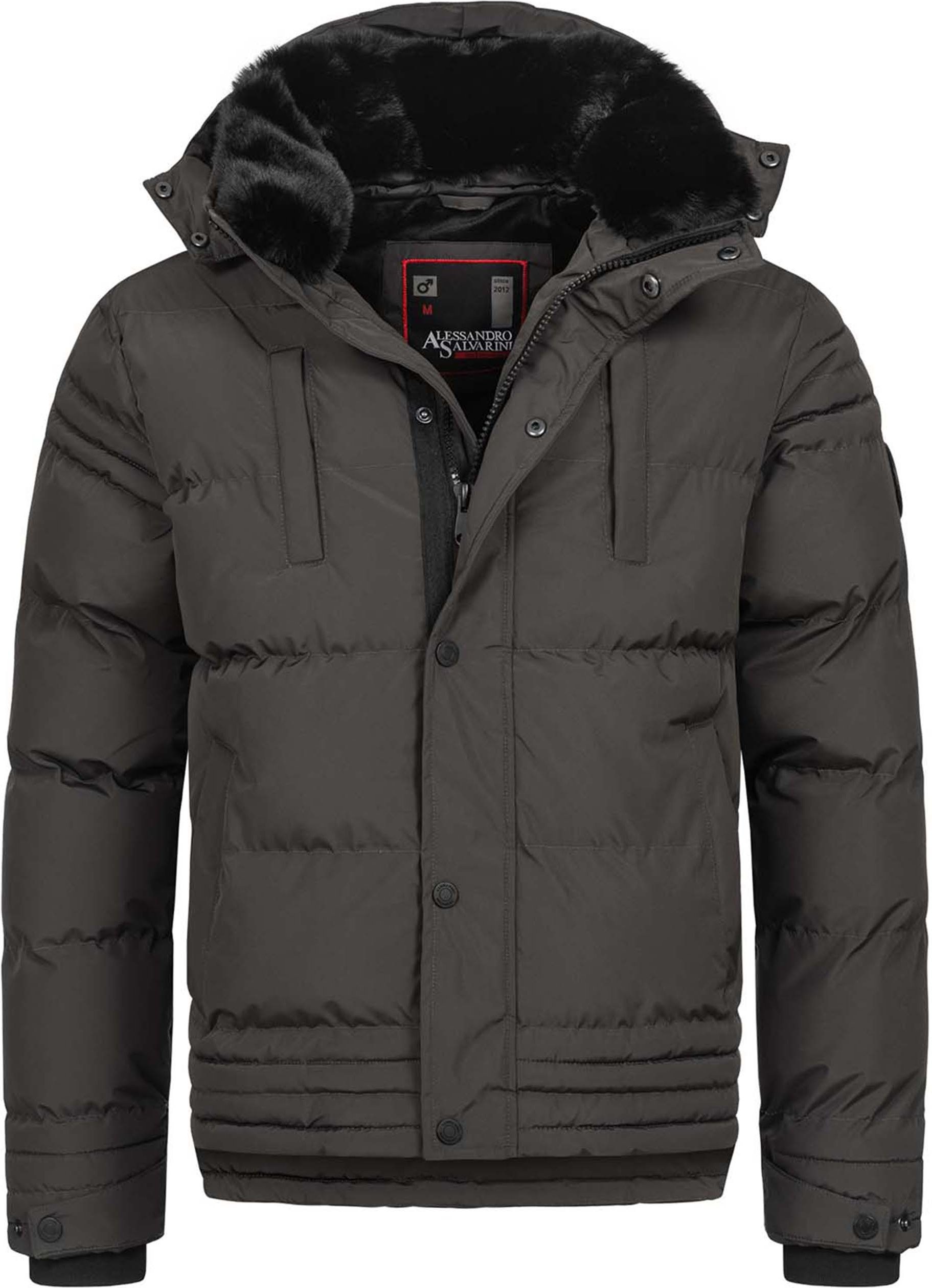 Alessandro Salvarini Herren Winterjacke AS-281 mit Teddyfell & abnehmbarer Kapuze