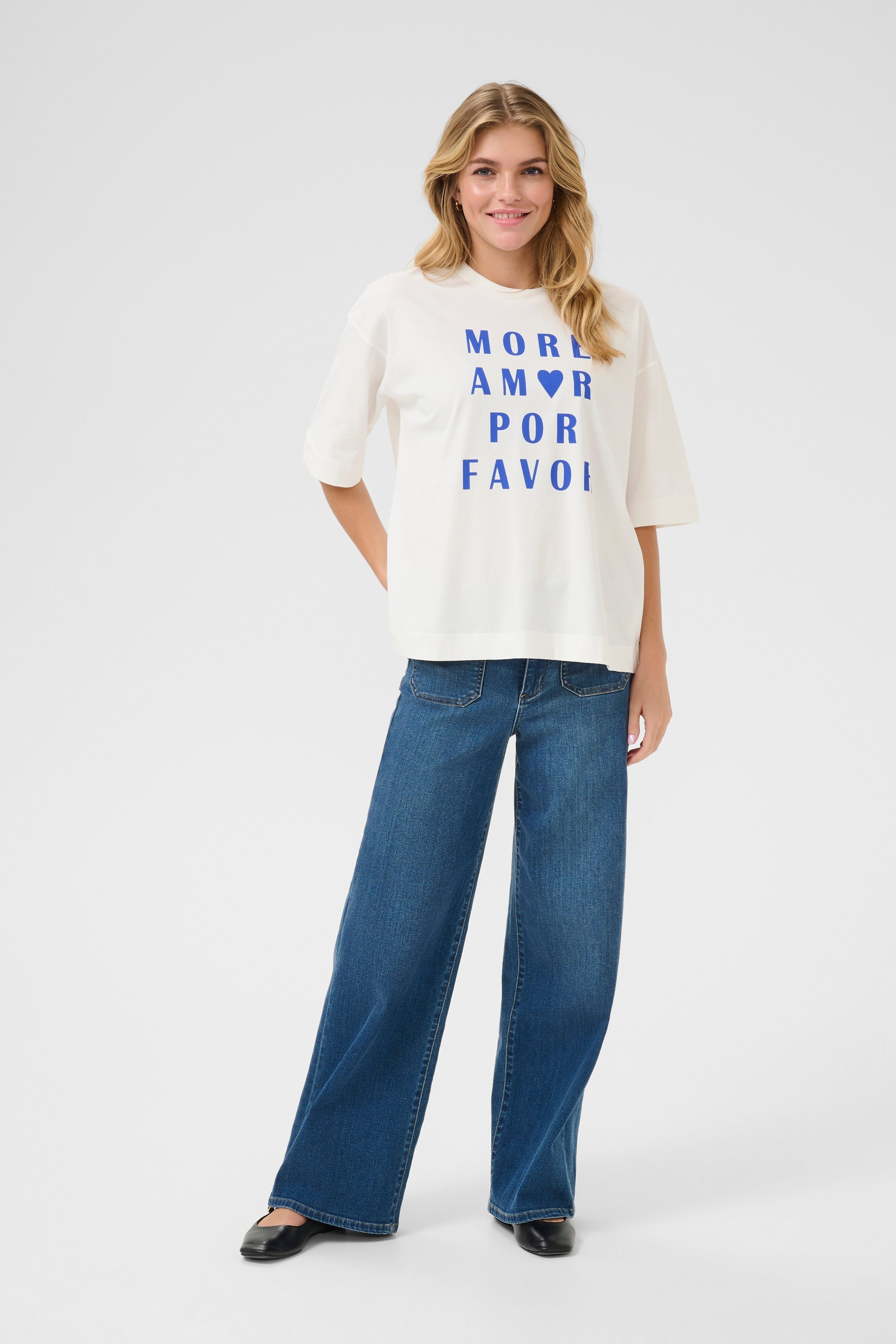 T-shirt Loose fit Chalk w. Surf the Web white blue