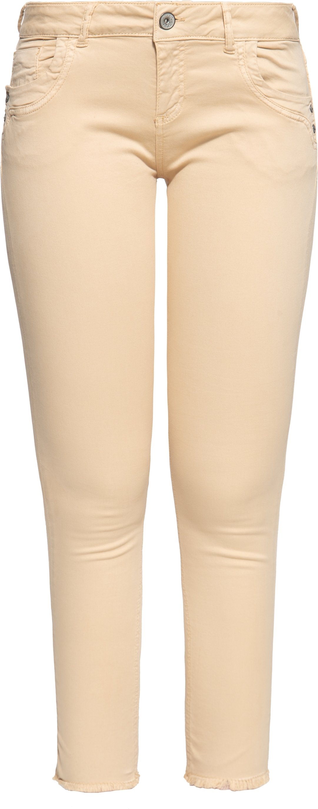 Amor, Truth & Trust Damen ATT JEANS Slim Fit Hose mit offenen Kanten Leoni Sand