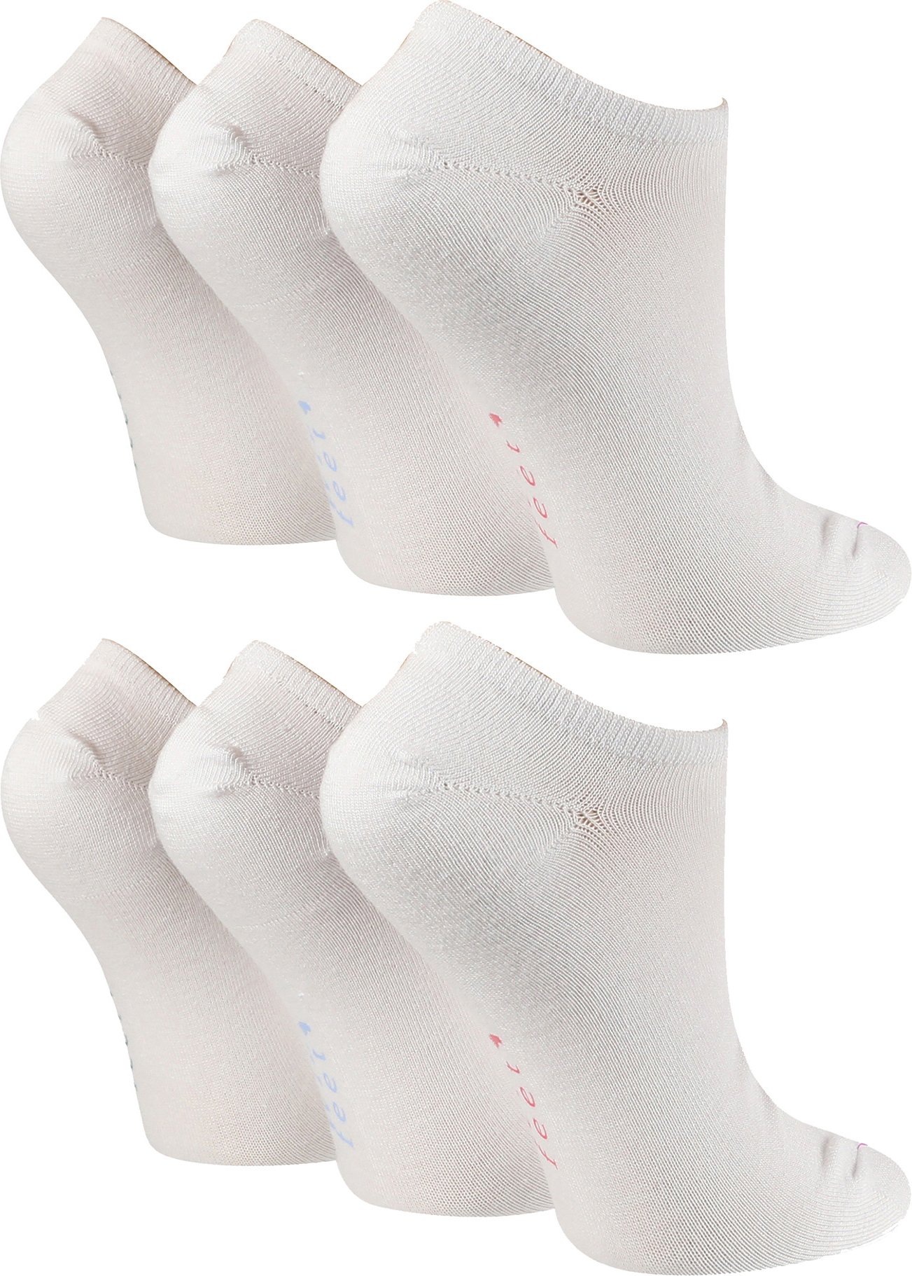 6 Pack Damen No Show Training Socken | Wildfeet | Non Slip Invisible Socken - Weiß