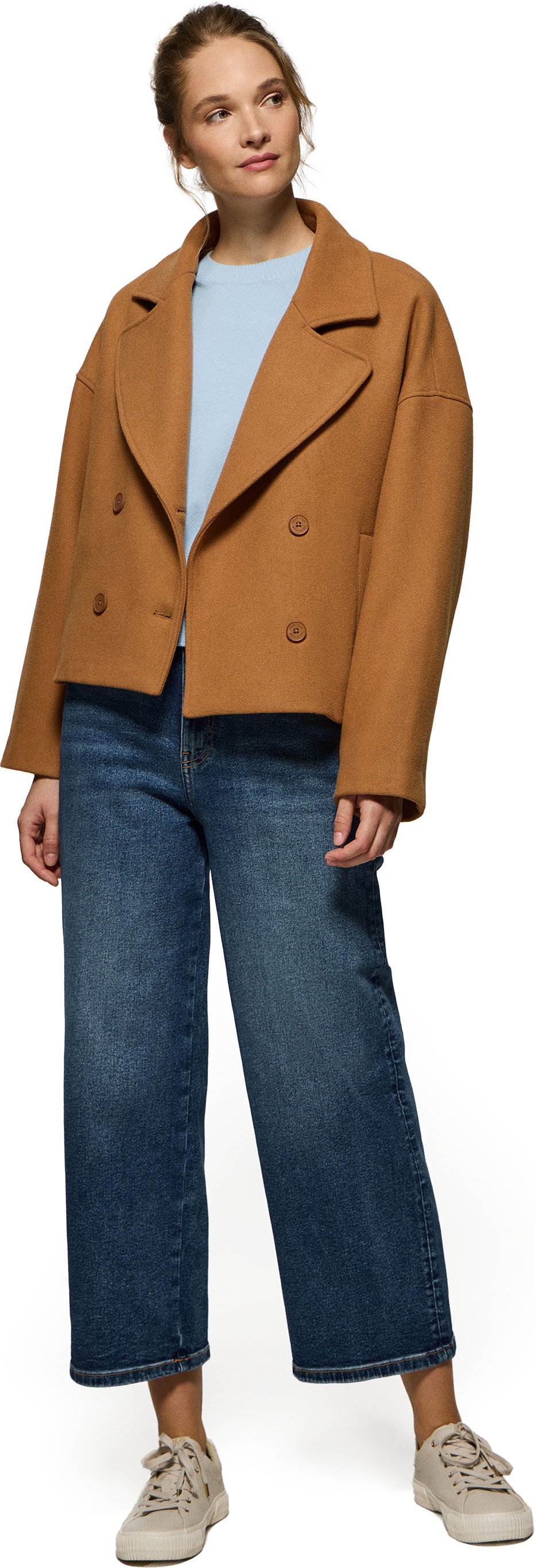 Kurzmantel Lona kamelfarben mit überkreuzter Knöpfung und Polo Club Details