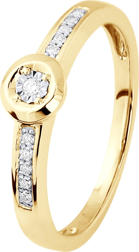 Diamant Solitär unterstützt 0,060 Karat Illusion 0,50 Karat Gelbgold