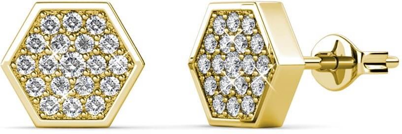 Sechseck-Ohrringe - Gold und Kristall