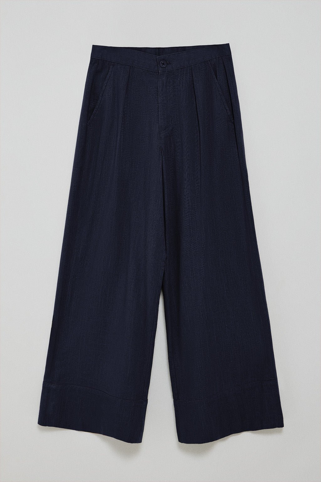 Hose Deia marineblau aus Baumwolle und Leinen mit Polo Club-Details