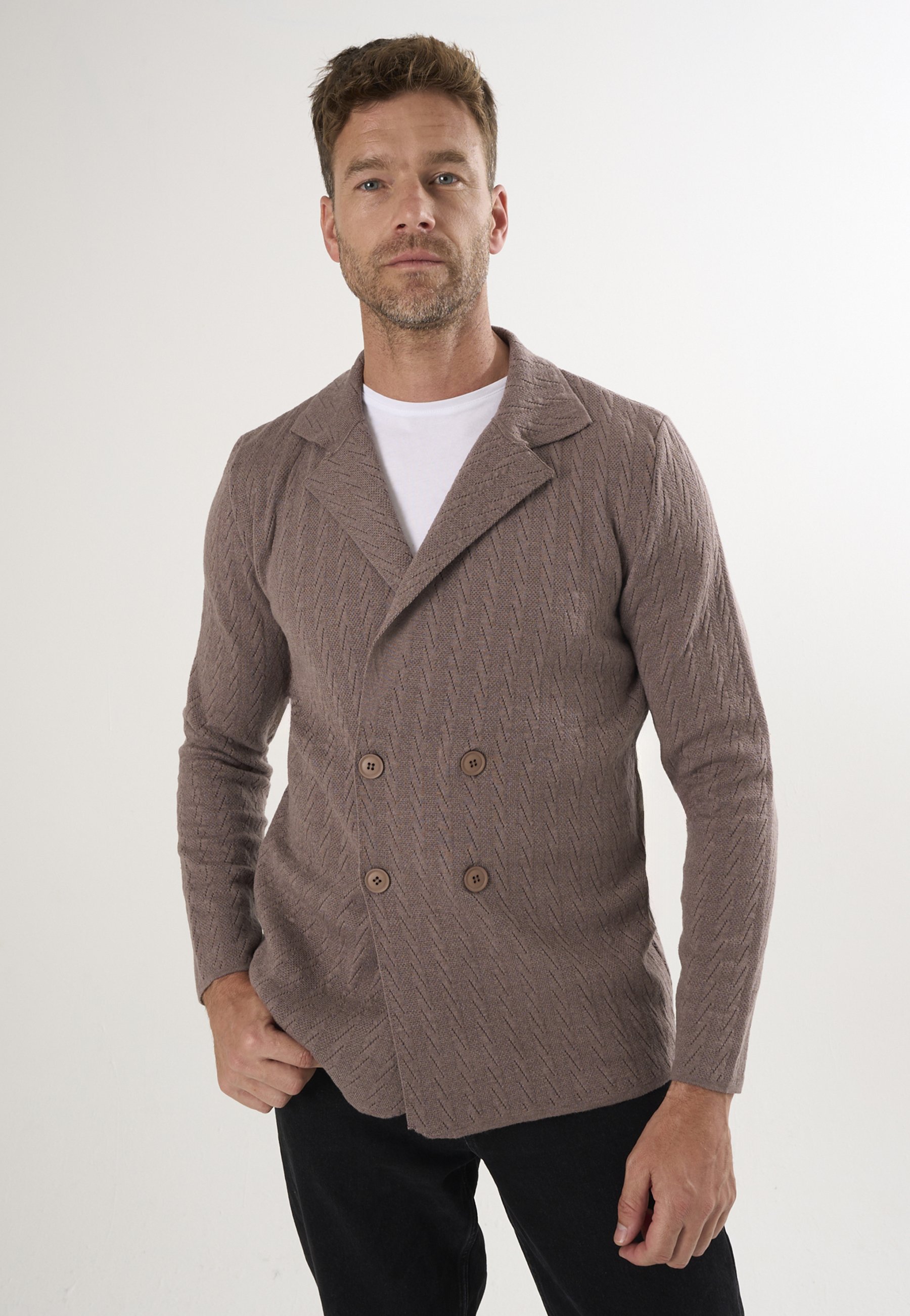 Strickjacke Cardigan Mit Gekerbtem Kragen