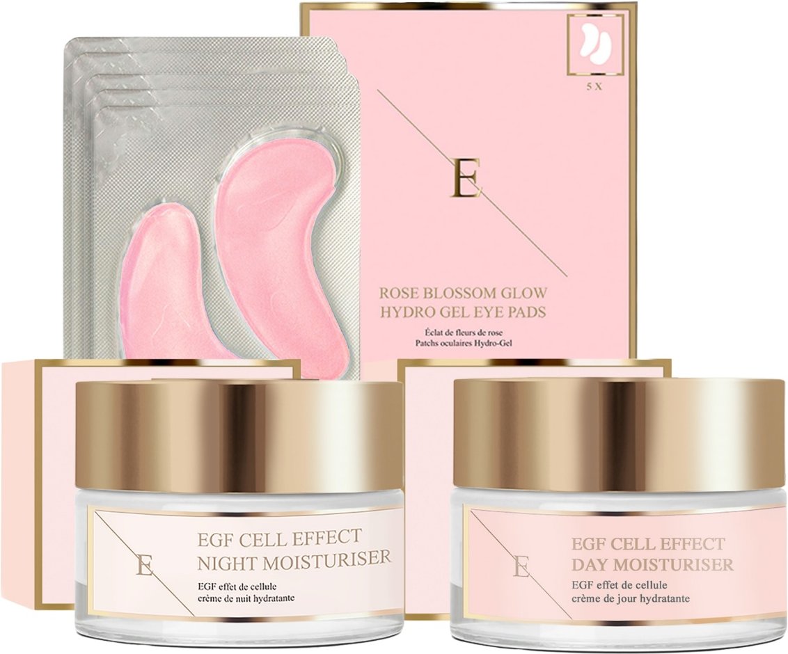 EGF Cell Effect Day Moistruseir + EGF Cell Effect Night Moisturier + Rose Blossom Augenpads