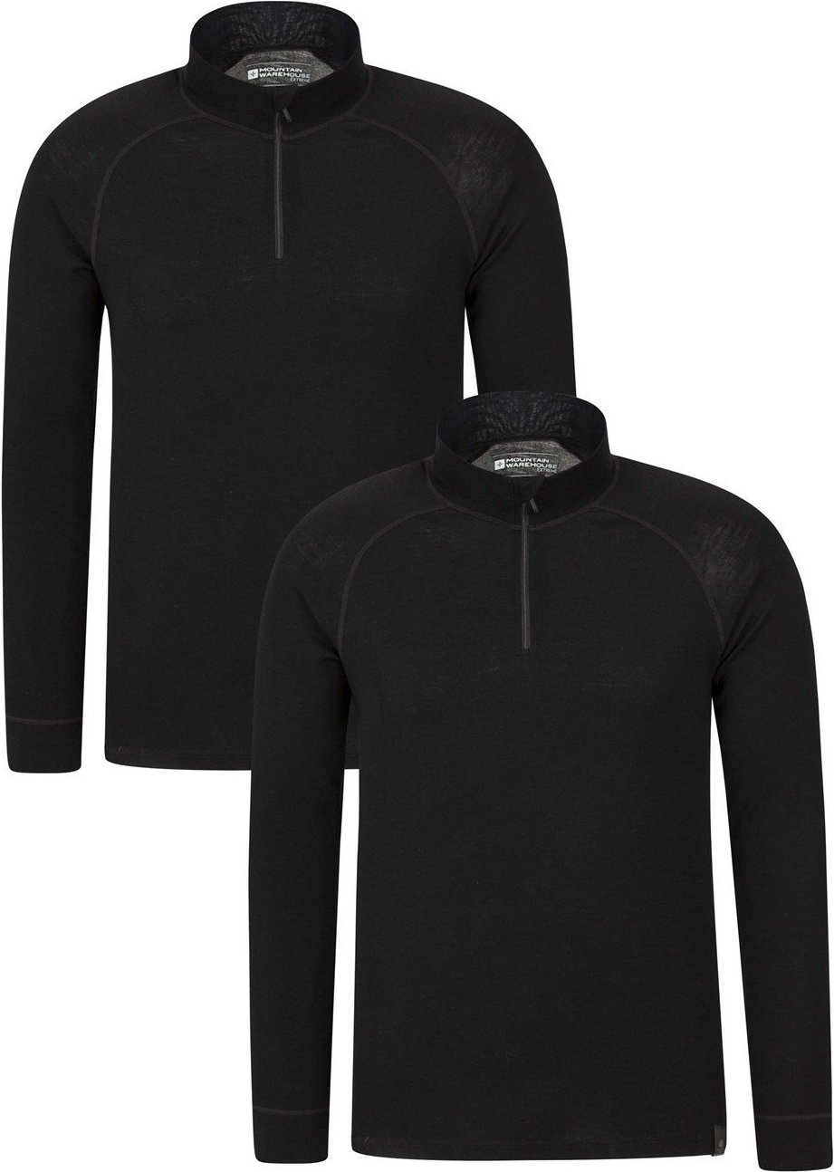 Mountain Warehouse Herren Merinowolle Base Layer Top (2er Pack) (Schwarz)