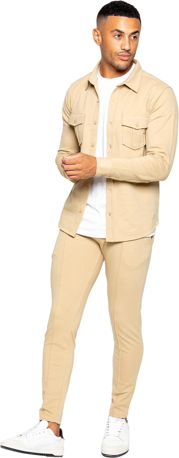 Thumbnail - Enzo | Herren Overshirt Trainingsanzug Set - Stein
