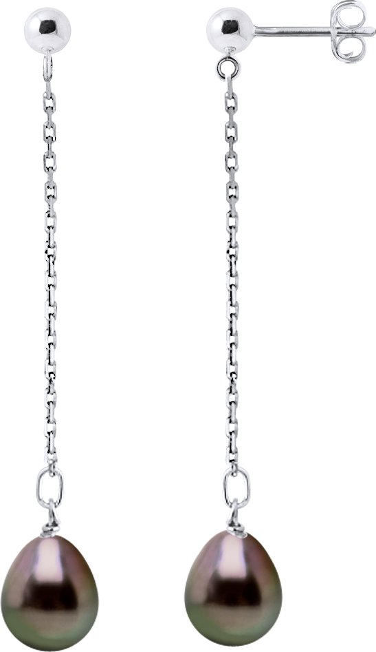 DIADEMA - Ohrringe - Anhängig - Echte Tahiti-Perlen und Weißgold