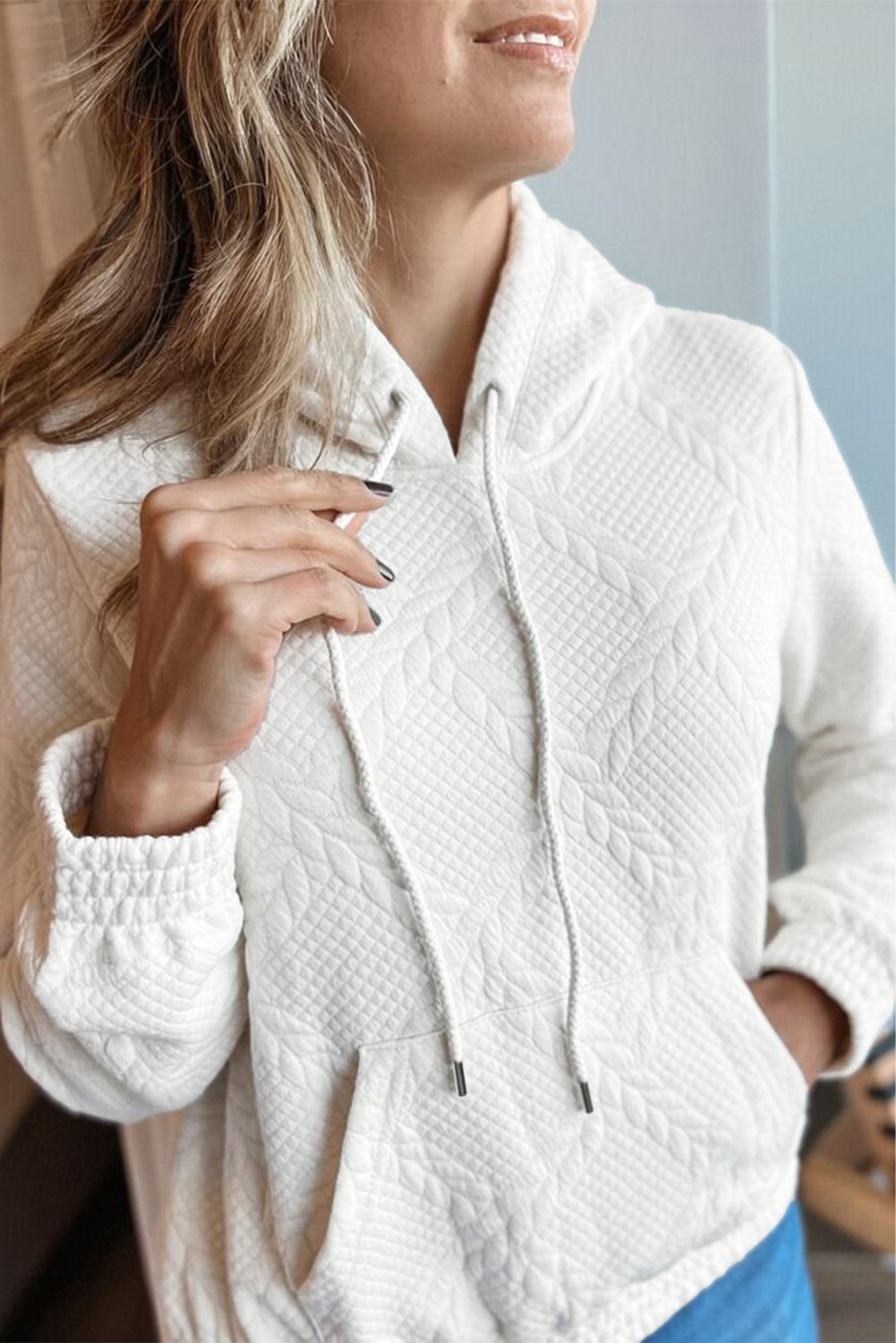 Stepp-Hoodie mit Kordelzug und Taschen