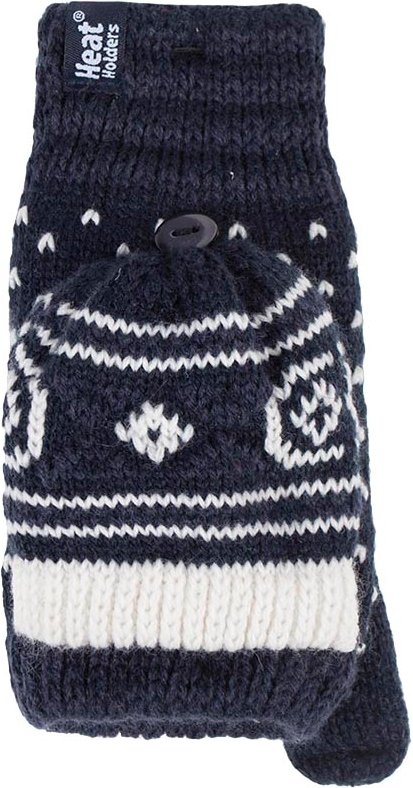 Ladies Warm Fairisle Patterned Thermal Fingerless Converter Handschuhe