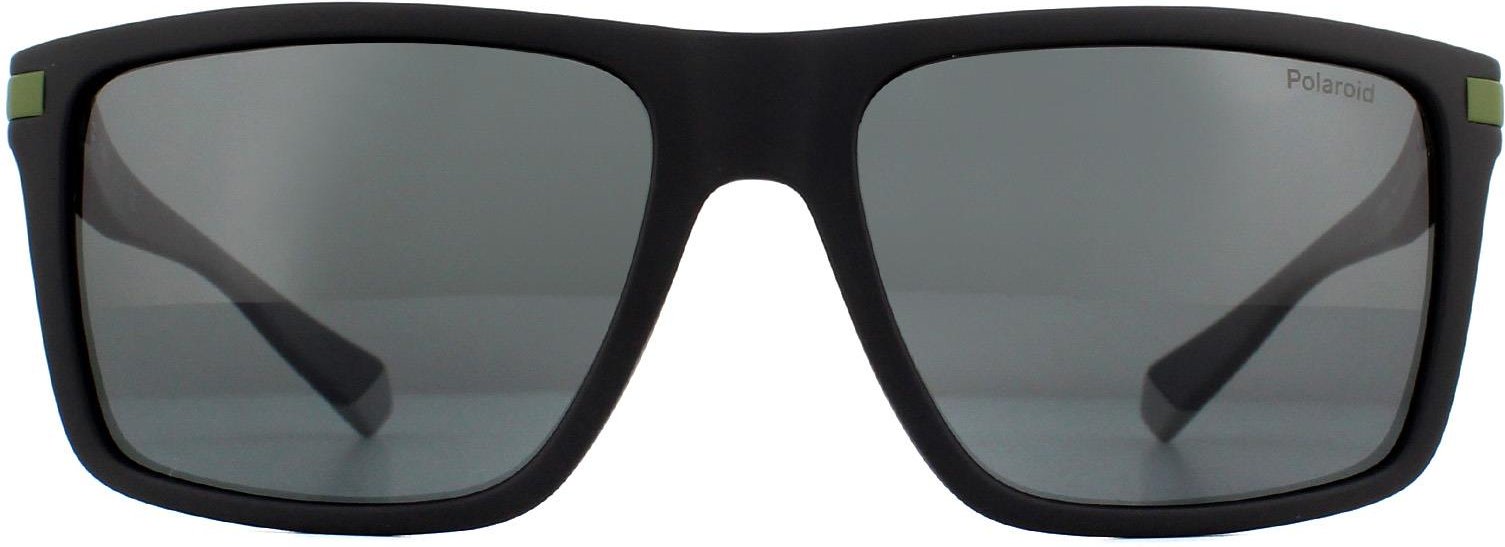 Thumbnail - Polaroid Rectangle Mens Schwarz Grün Grau Polarisierte Sonnenbrille