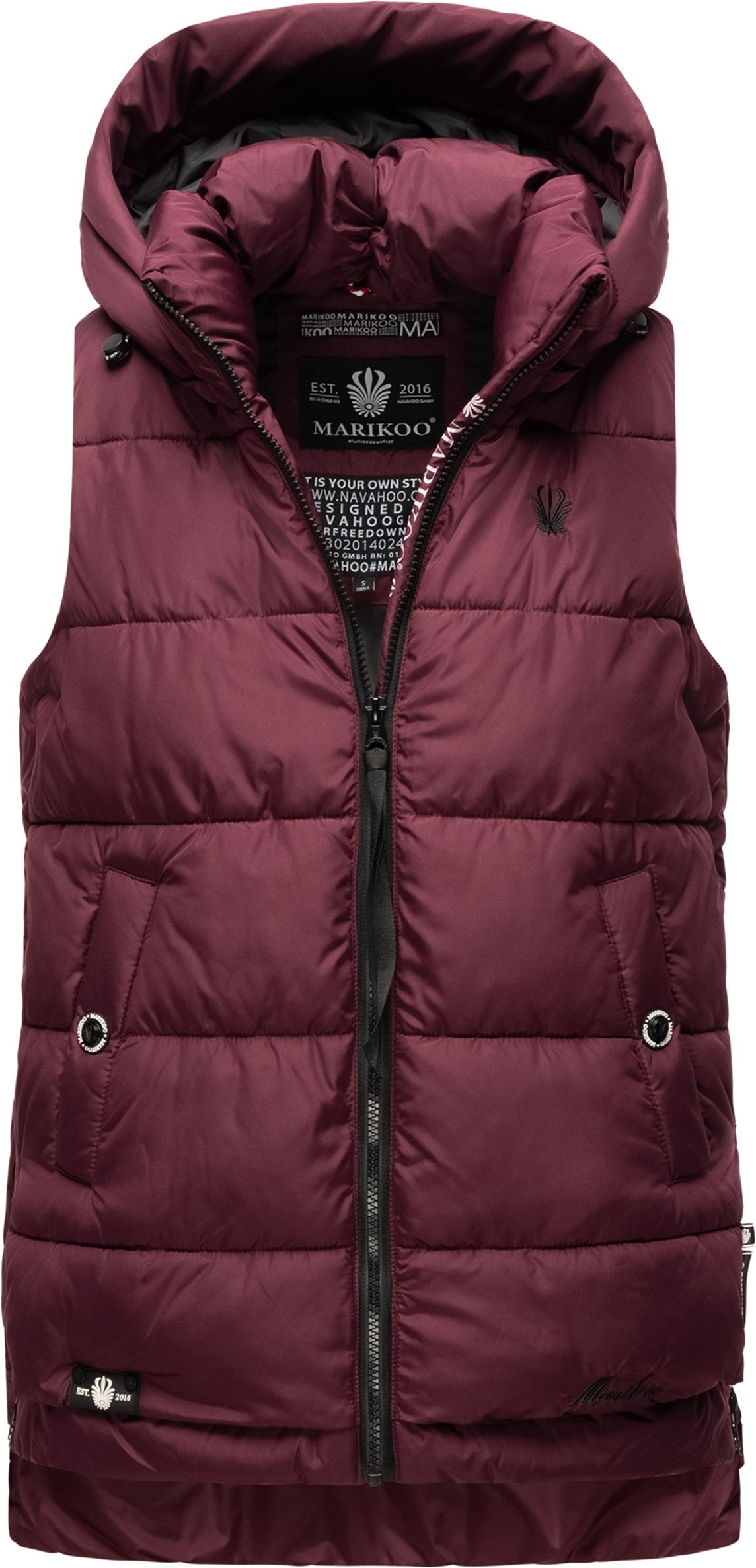 Marikoo Damen Steppweste – Zarinaa, leicht mit abnehmbarer Kapuze