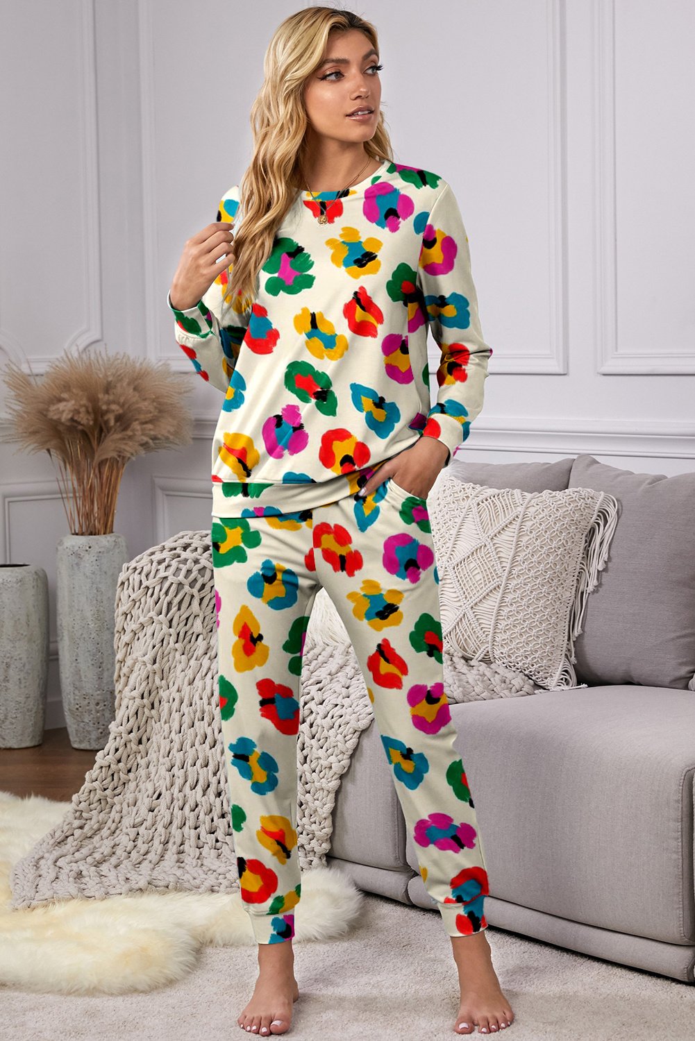 Blumenmuster-Loungewear-Set