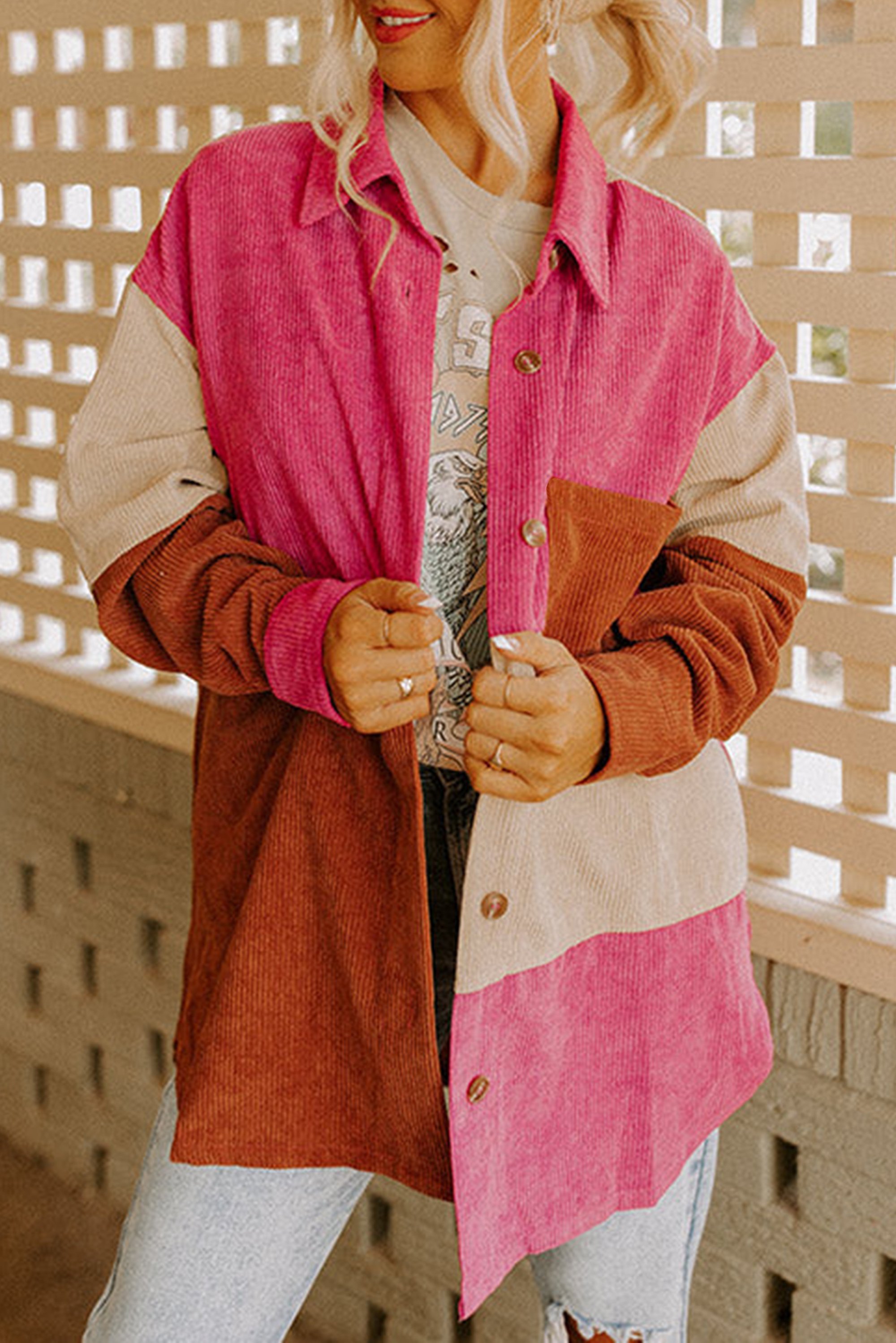 Kordelstreifen Colorblock-Jacke