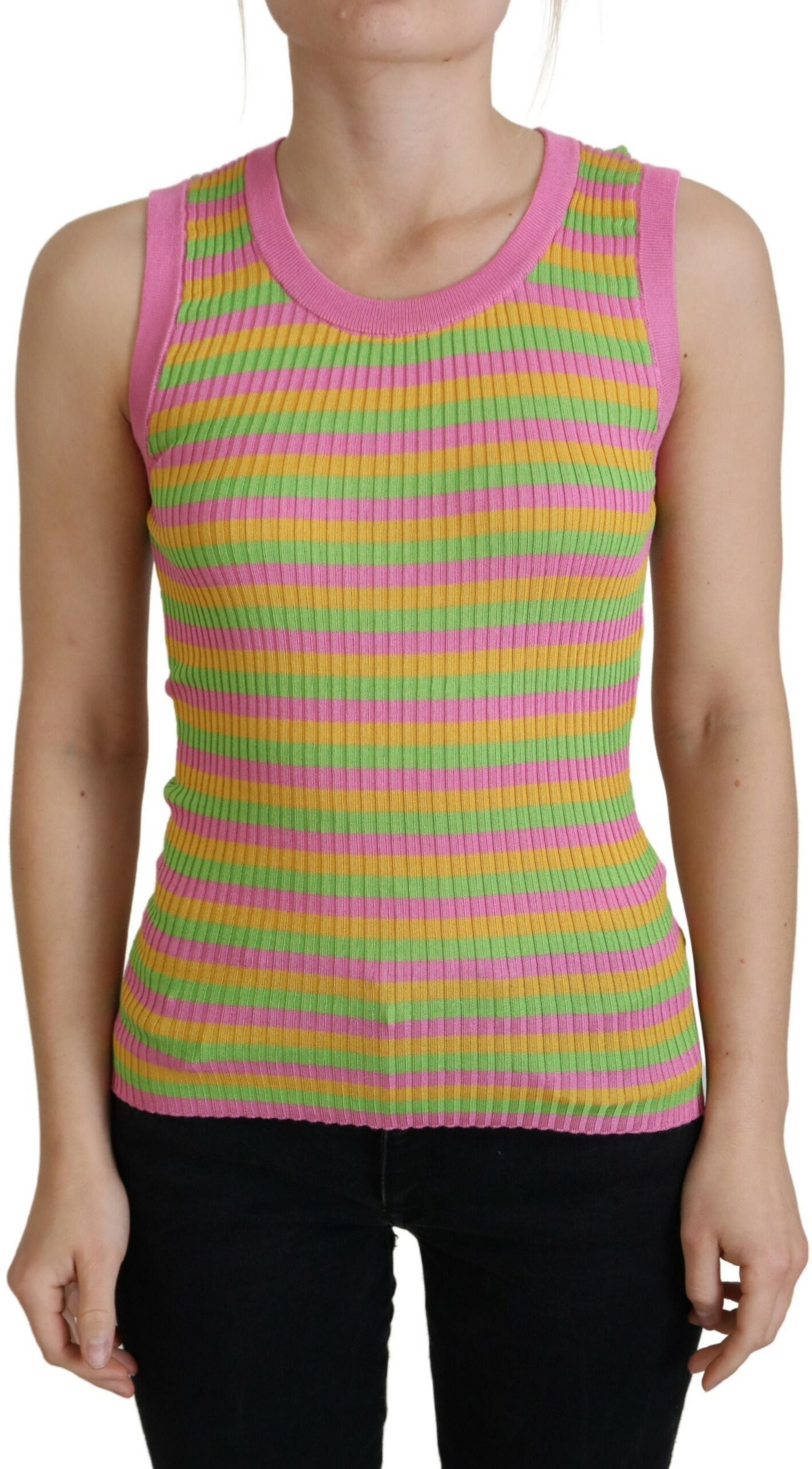 Dolce & Gabbana Mehrfarbiger Seidenweste Pullover Tank Oberteil für Damen