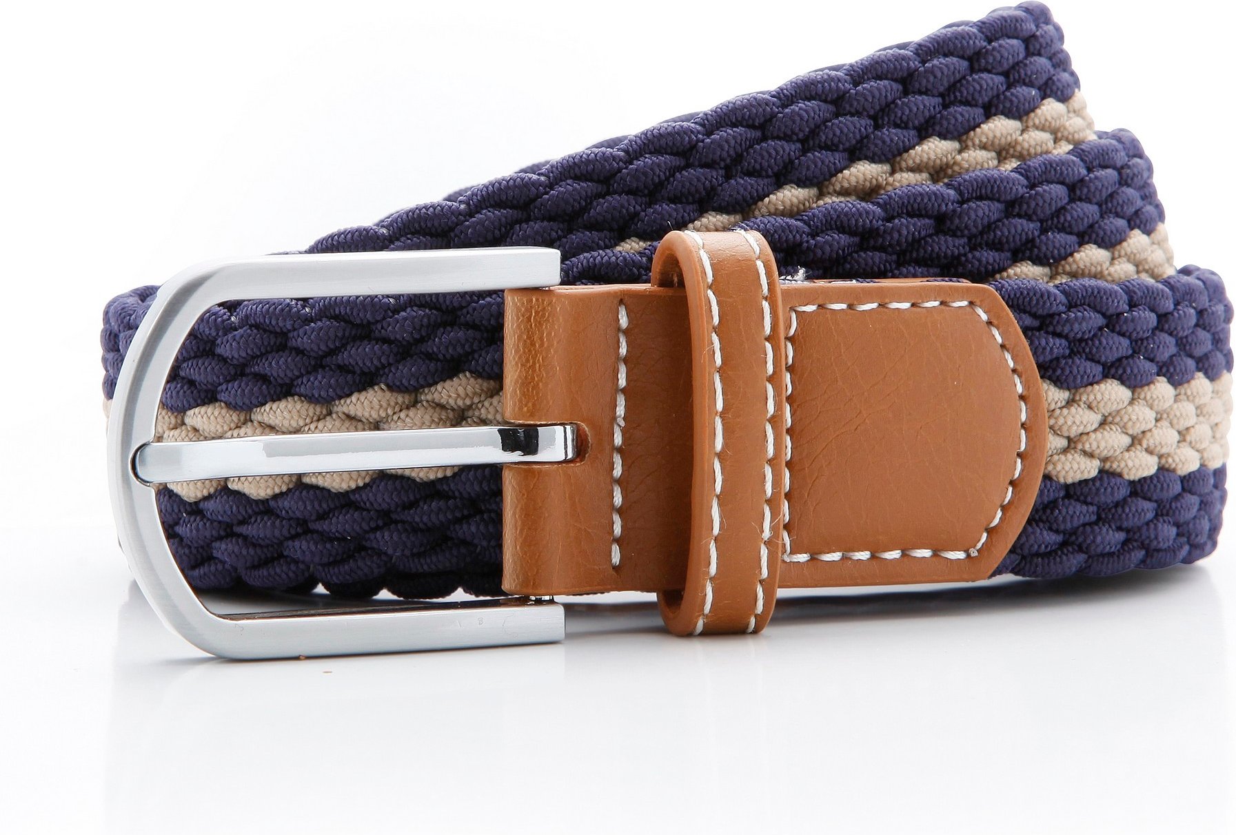 Asquith & Fox Herren Zwei-Farb-Streifen Geflochtenem Dehnbelt (Marine/Khaki)