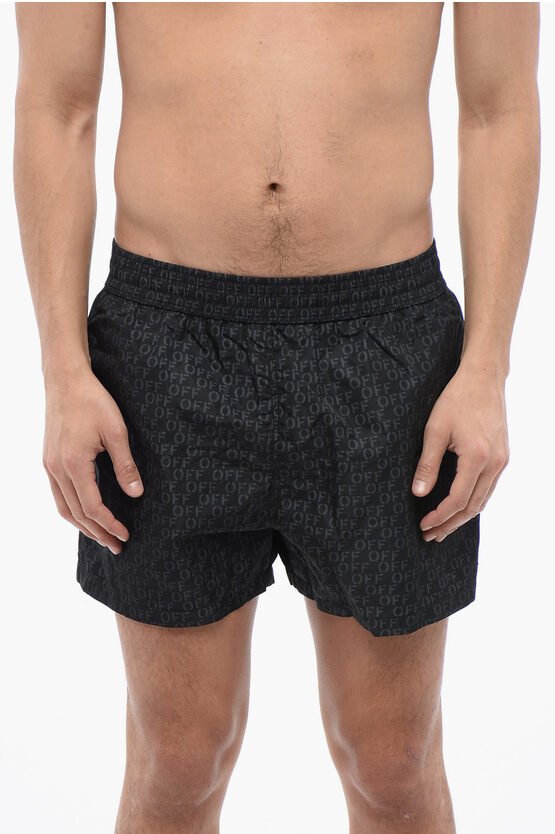 Badeshorts mit Logo-Print in Schwarz