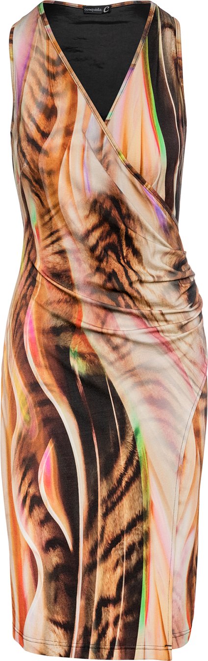 Ärmelloses Kleid im Wickel-Stil mit Blumendruck