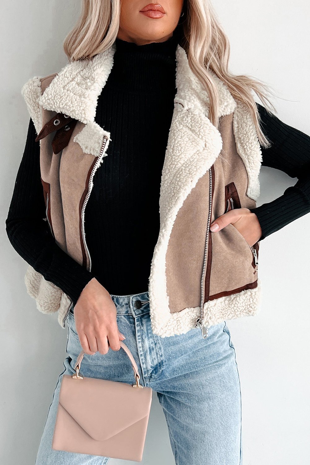 Faux-Suede Sherpa-Weste