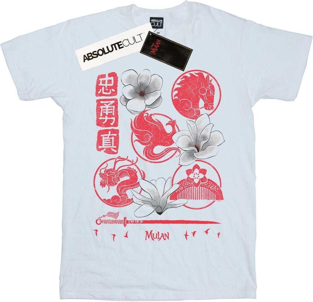 Disney - "Mulan Movie Icons" T-Shirt für Damen (Weiß)
