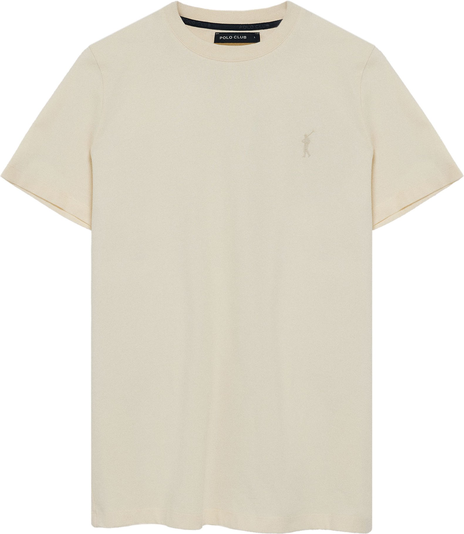 T-Shirt ecru mit Rundhalsausschnitt und gummiertem Big Rigby Go-Logo