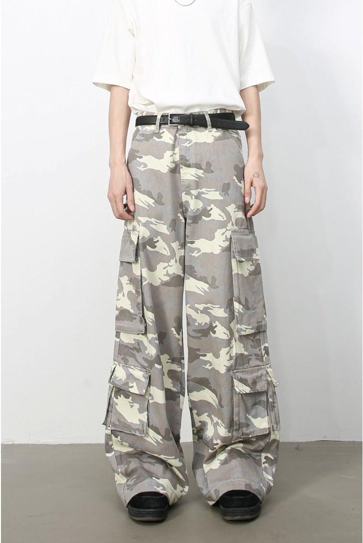 Herren Camouflage Weite Cargo-Jeans